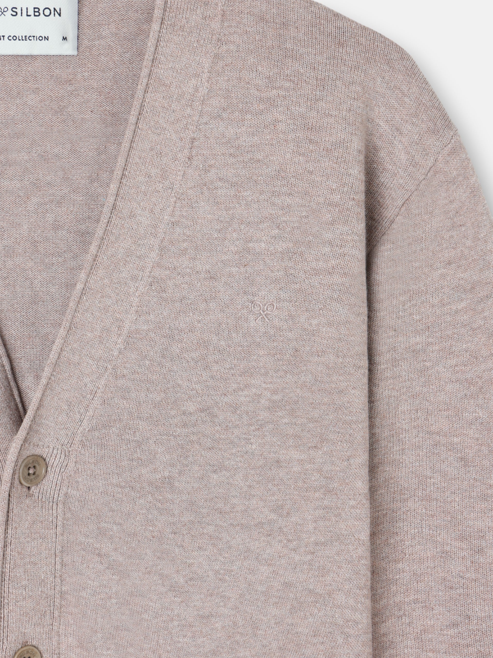 Cardigan bege médio com botões