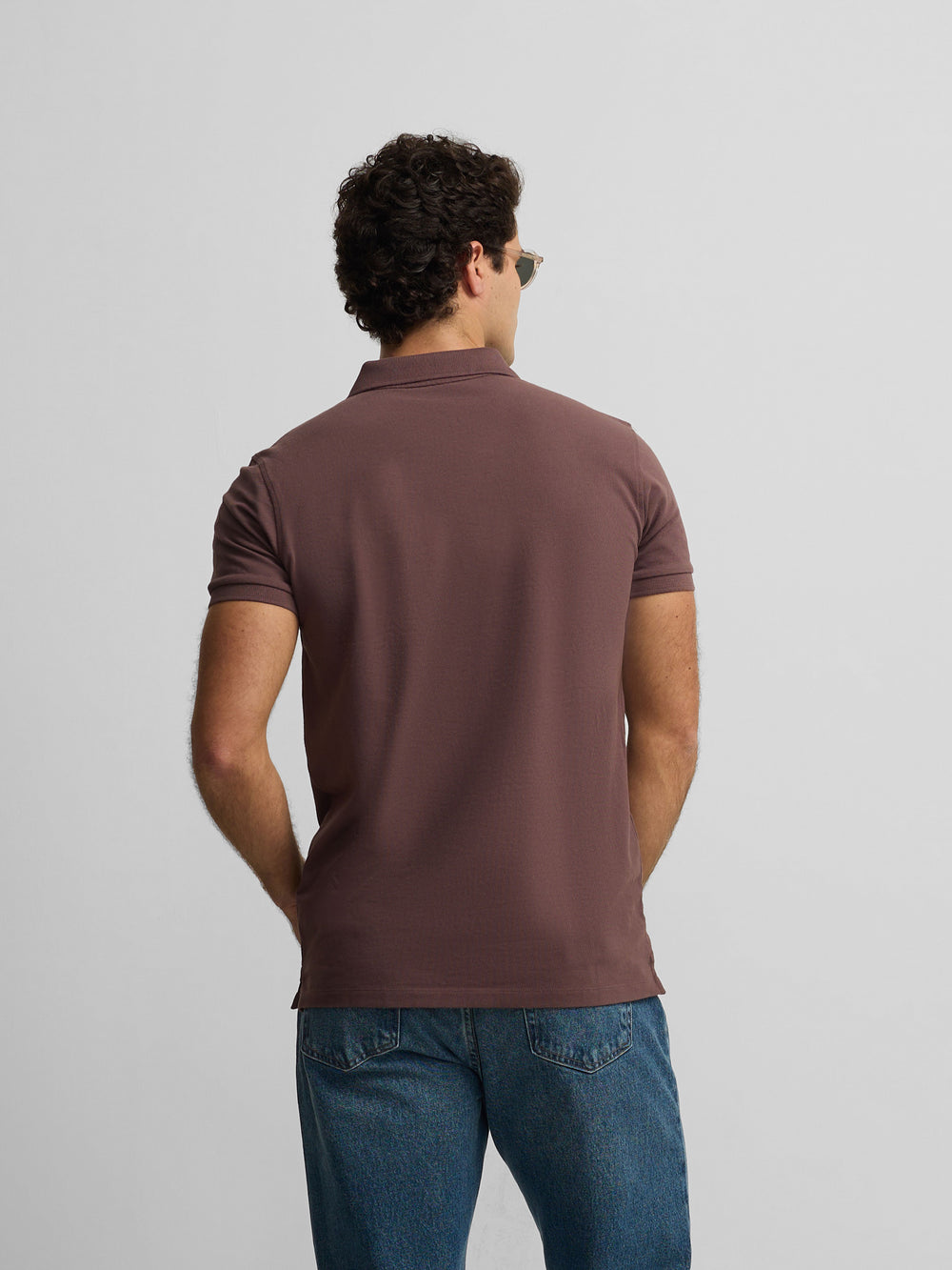 Polo clasico liso burdeos claro