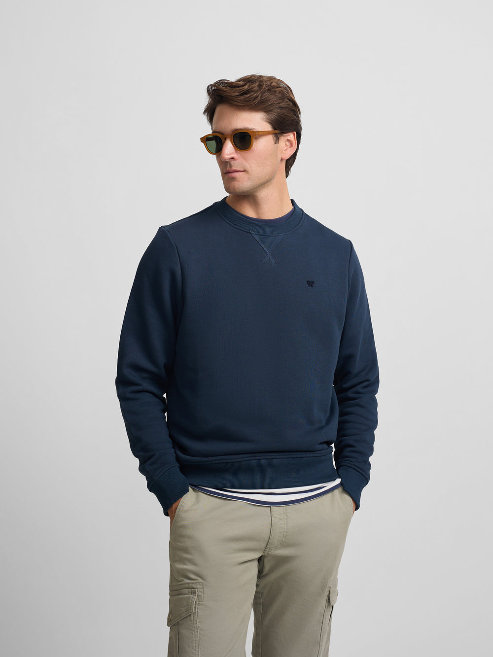 Sudadera Silbon minilogo rizo azul marino
