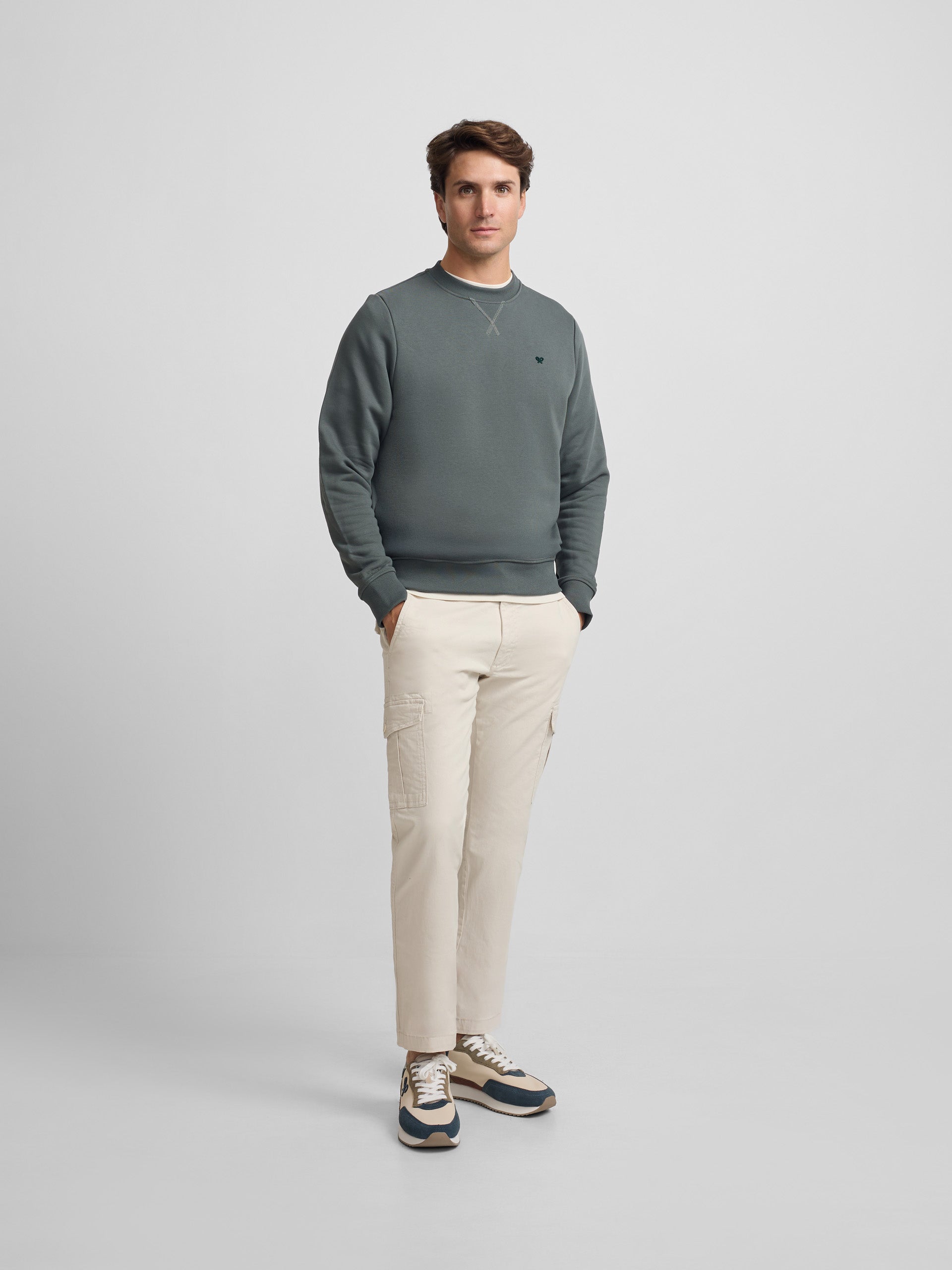 Silbon sweatshirt with dark green terry mini logo