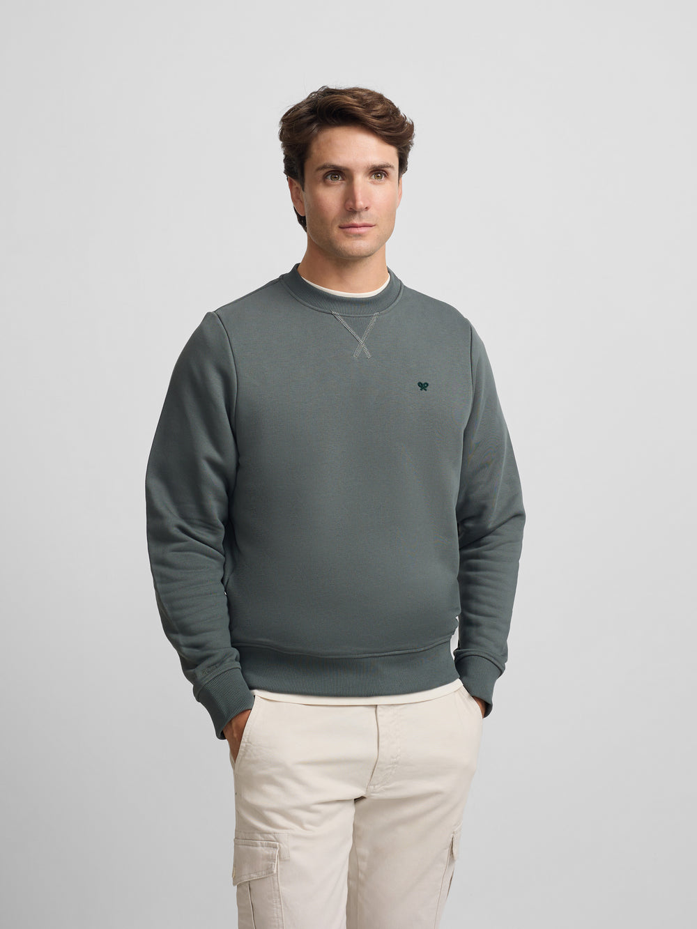 Sudadera Silbon minilogo rizo verde oscuro