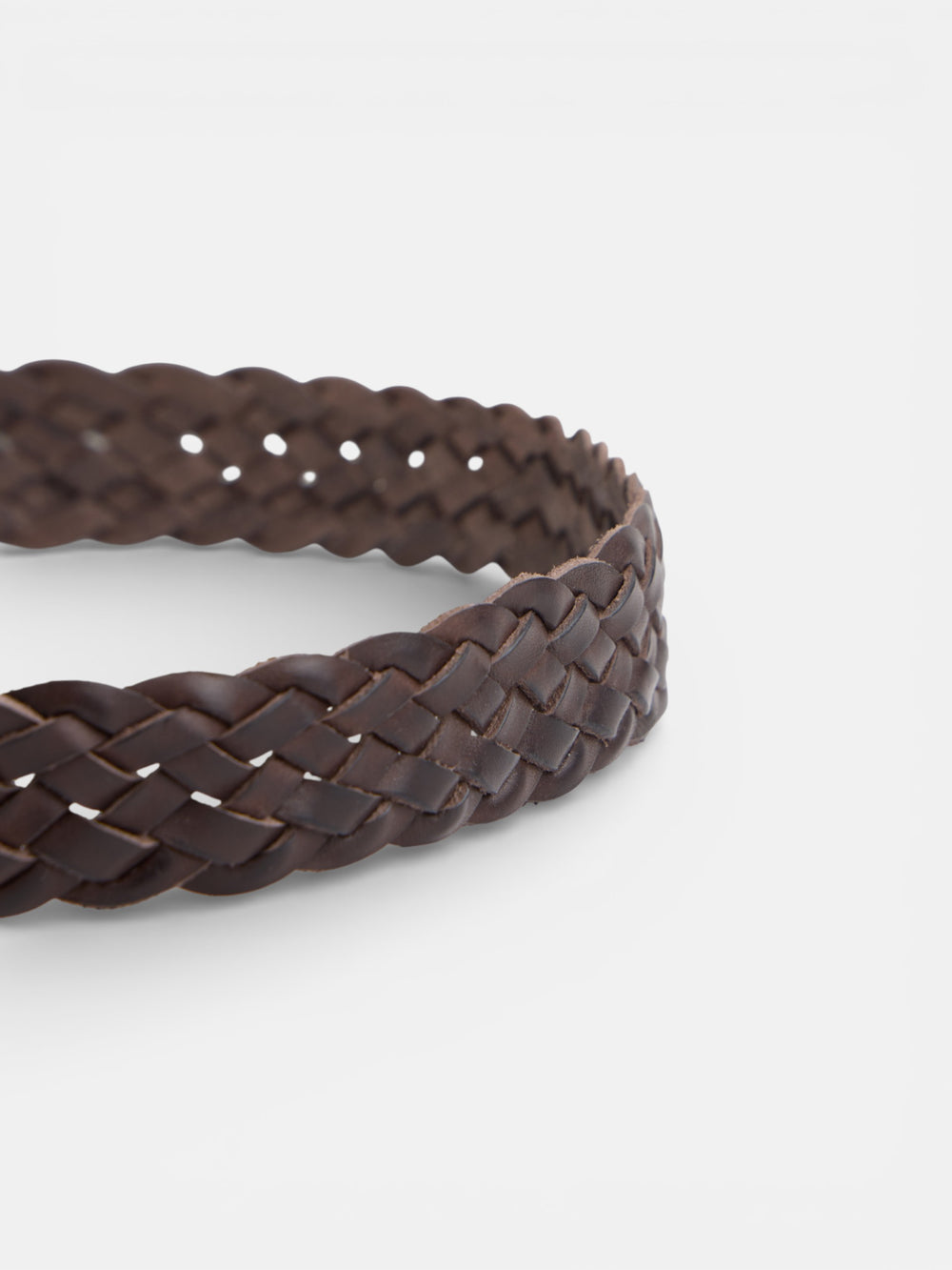 Brown braided leather belt