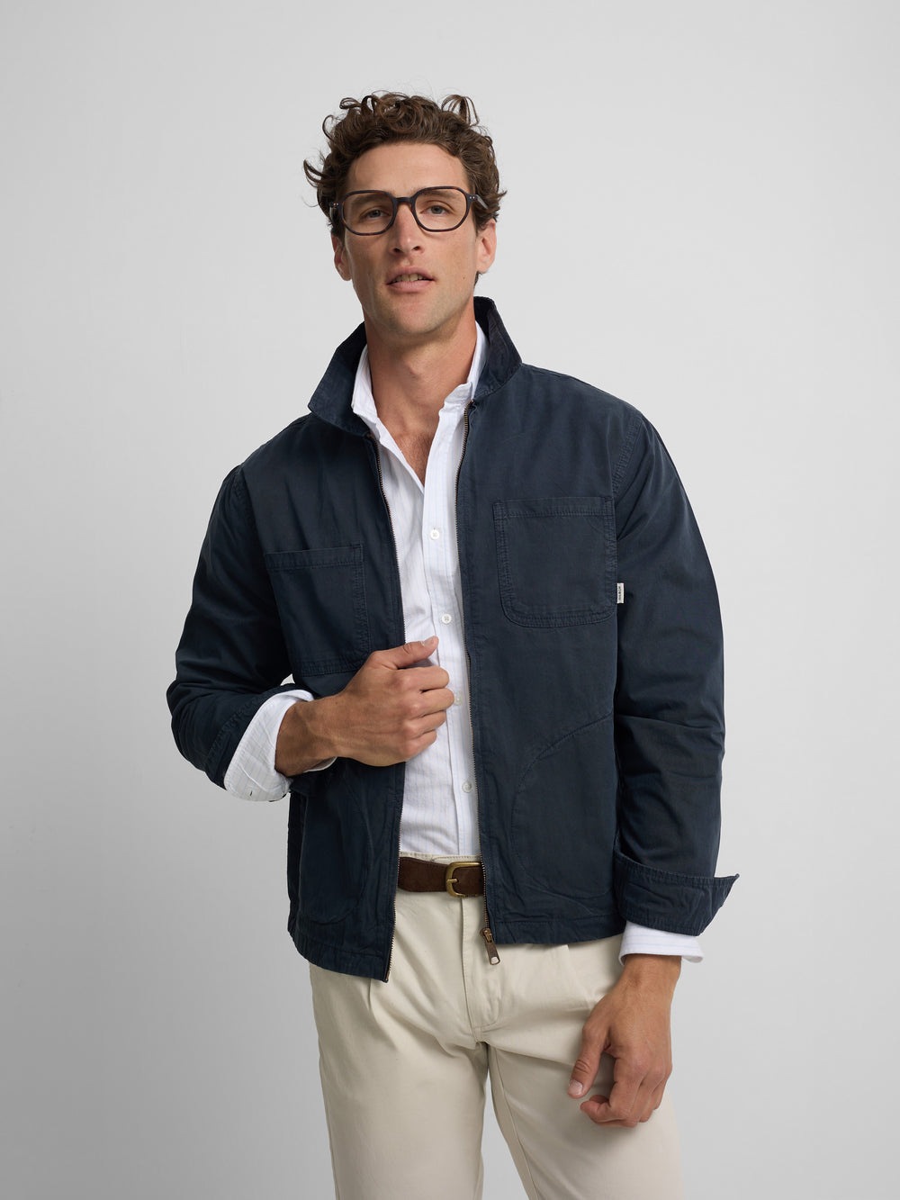 Casaco gola Harrington azul-marinho