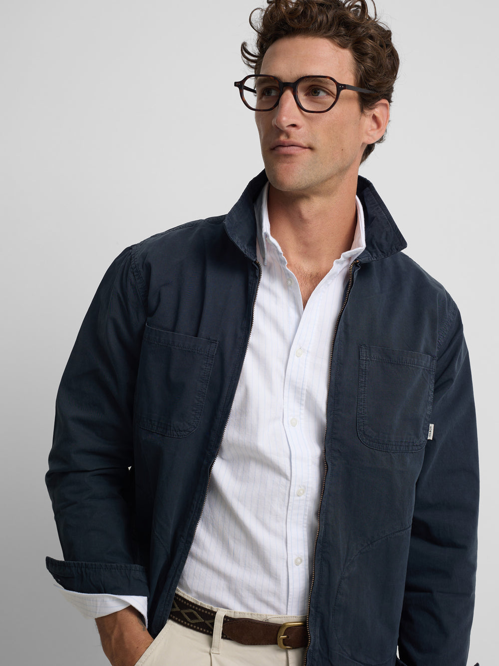 Casaco gola Harrington azul-marinho