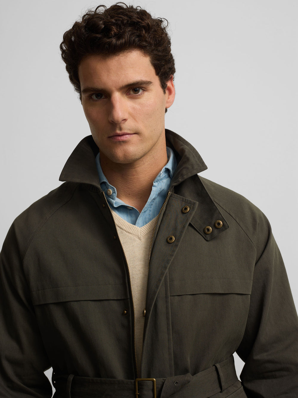 Chaqueta casual cinturon verde