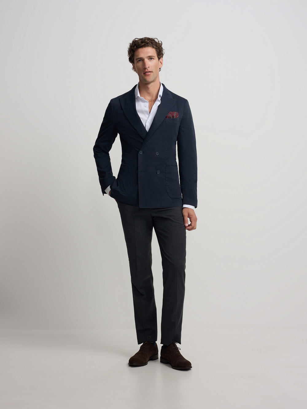 Americana cruzada casual azul marino