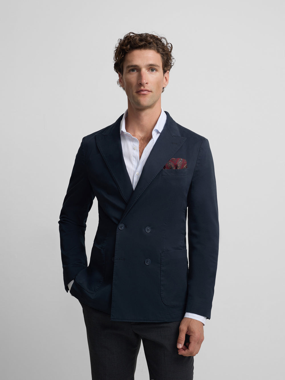 Americana cruzada casual azul marino