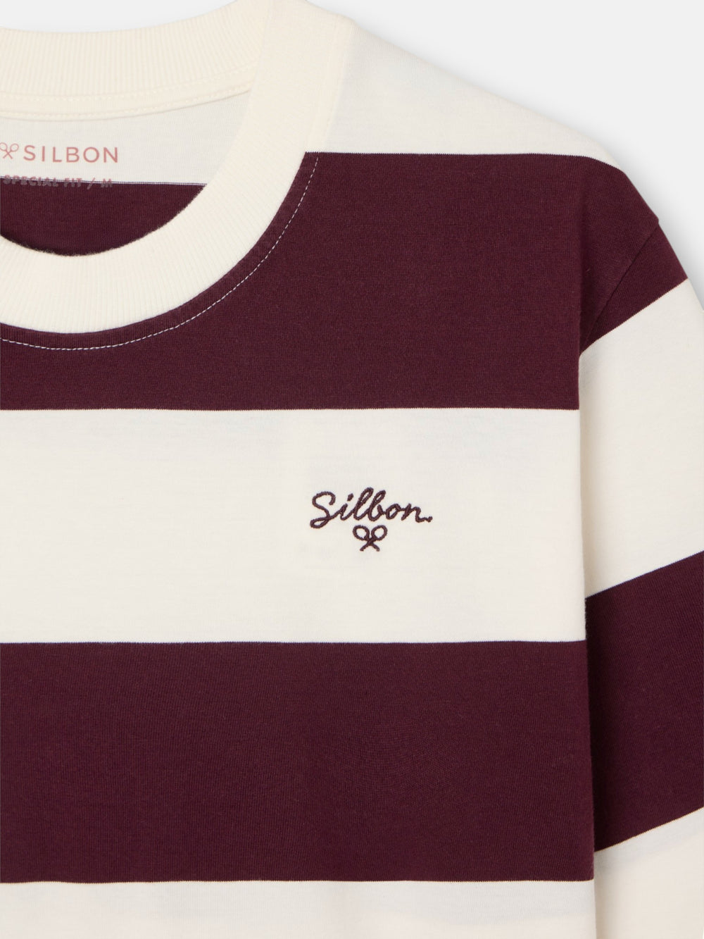T-shirt coupe spéciale à rayures larges bordeaux