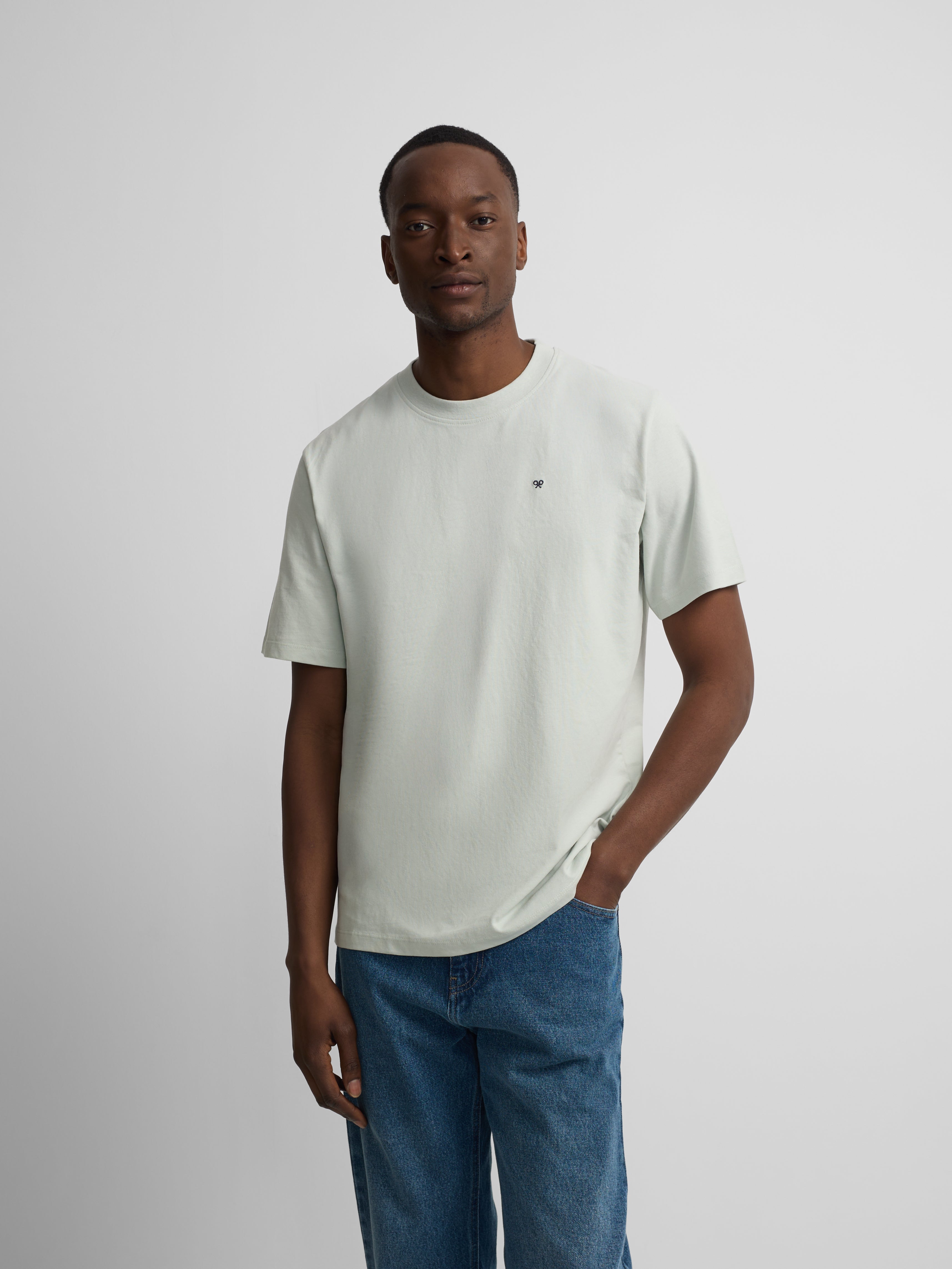 Camiseta Silbon gola água-marinha