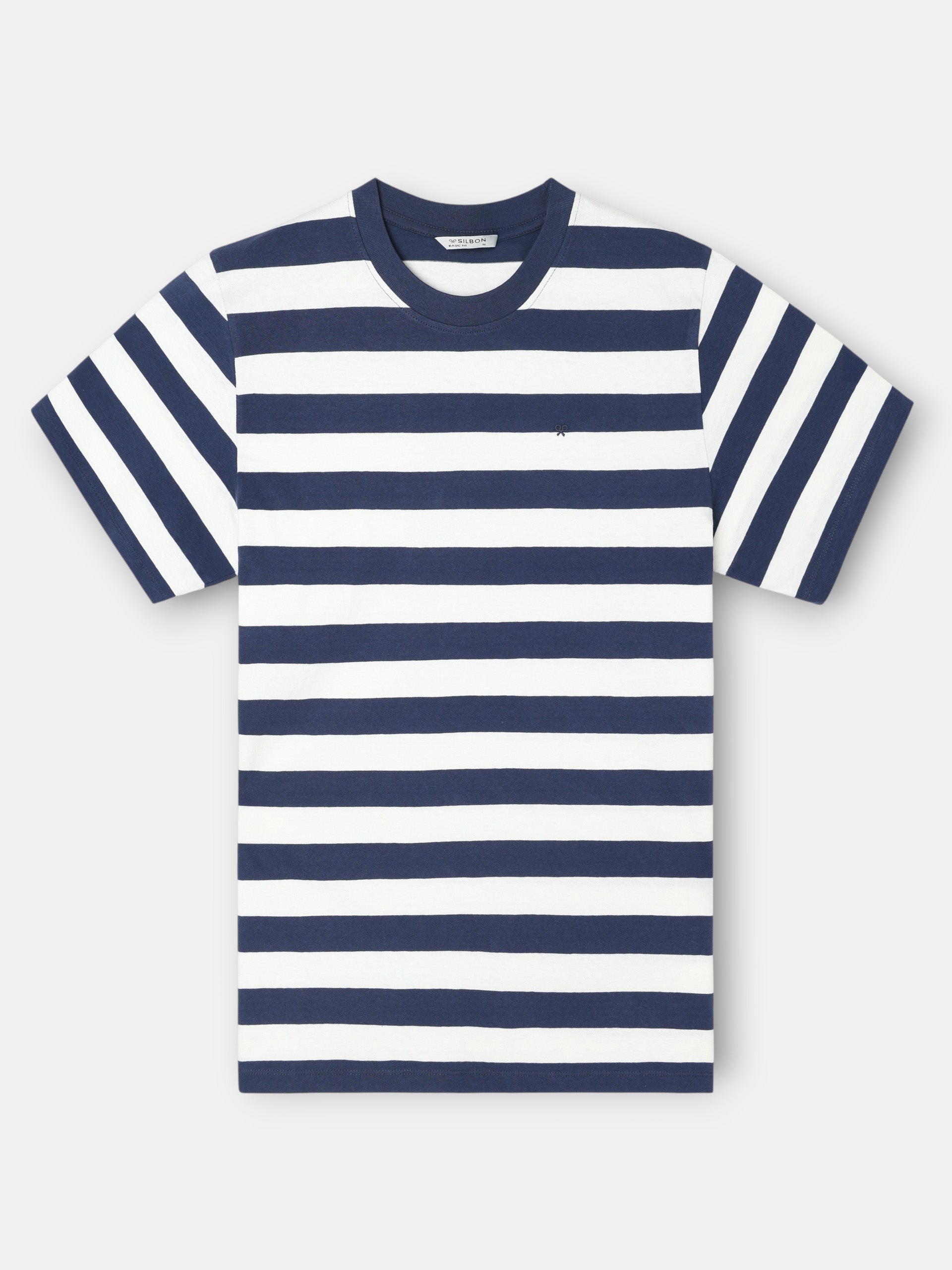 Camiseta minilogo rayas azul marino