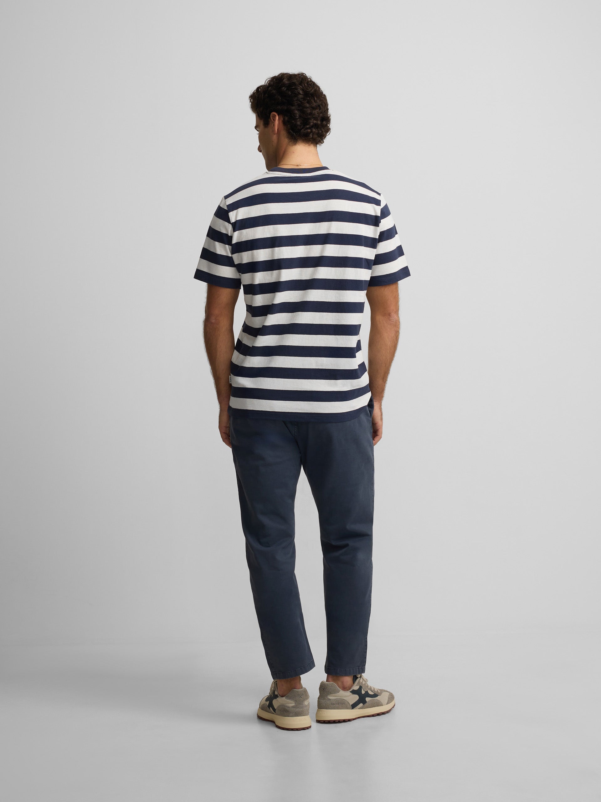 Camiseta minilogo rayas azul marino