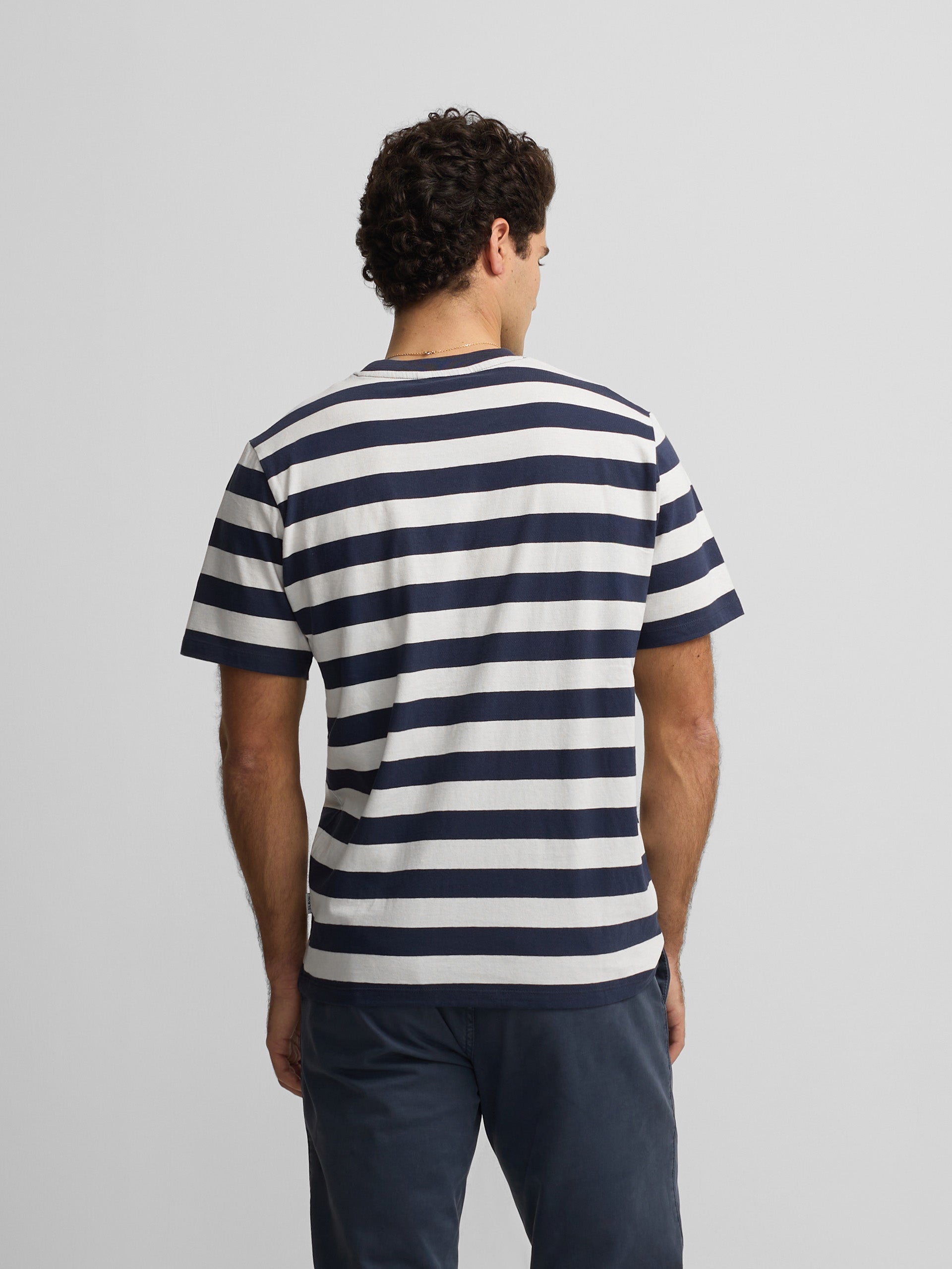 Camiseta minilogo rayas azul marino