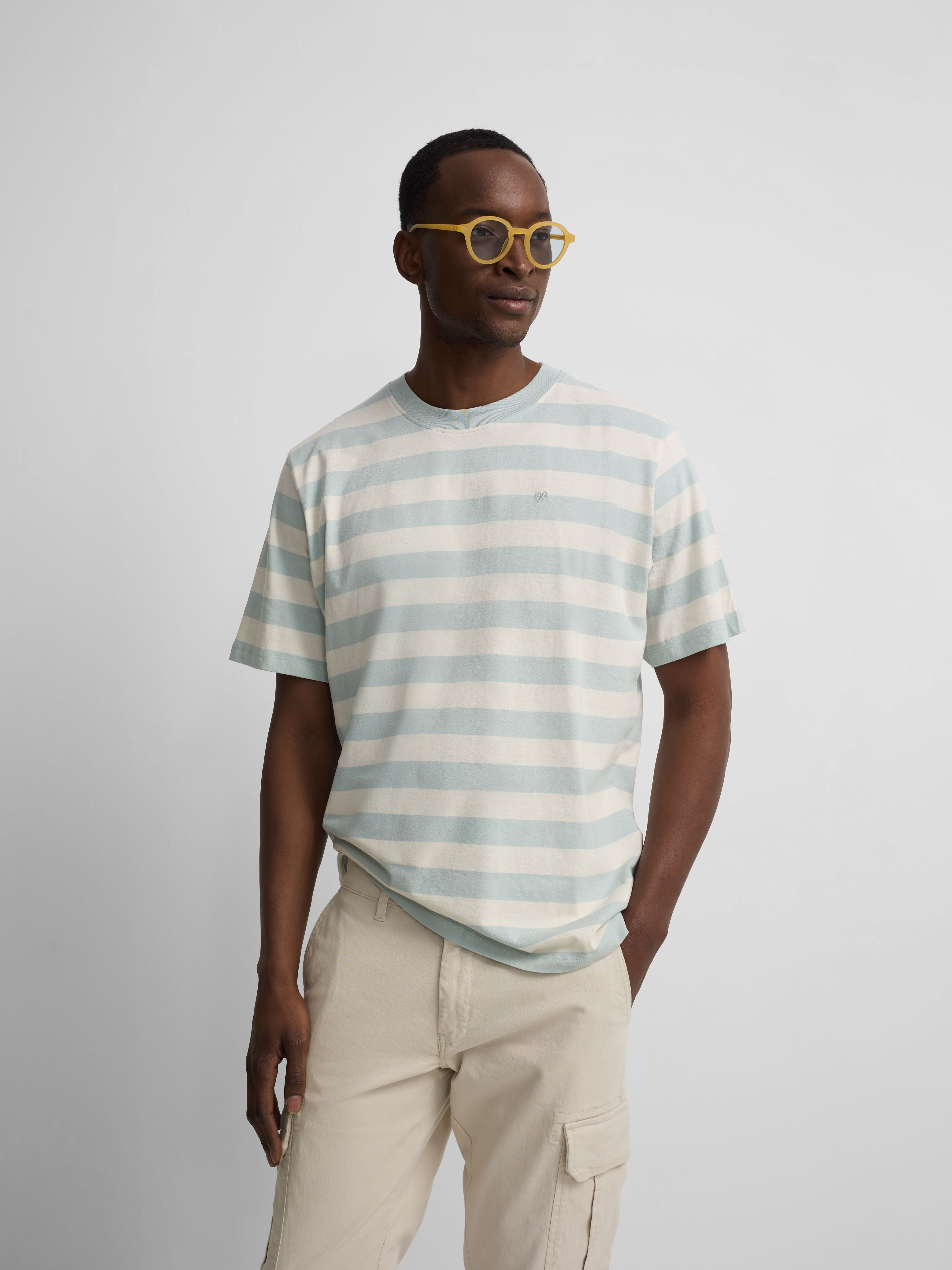 Camiseta minilogo rayas aguamarina