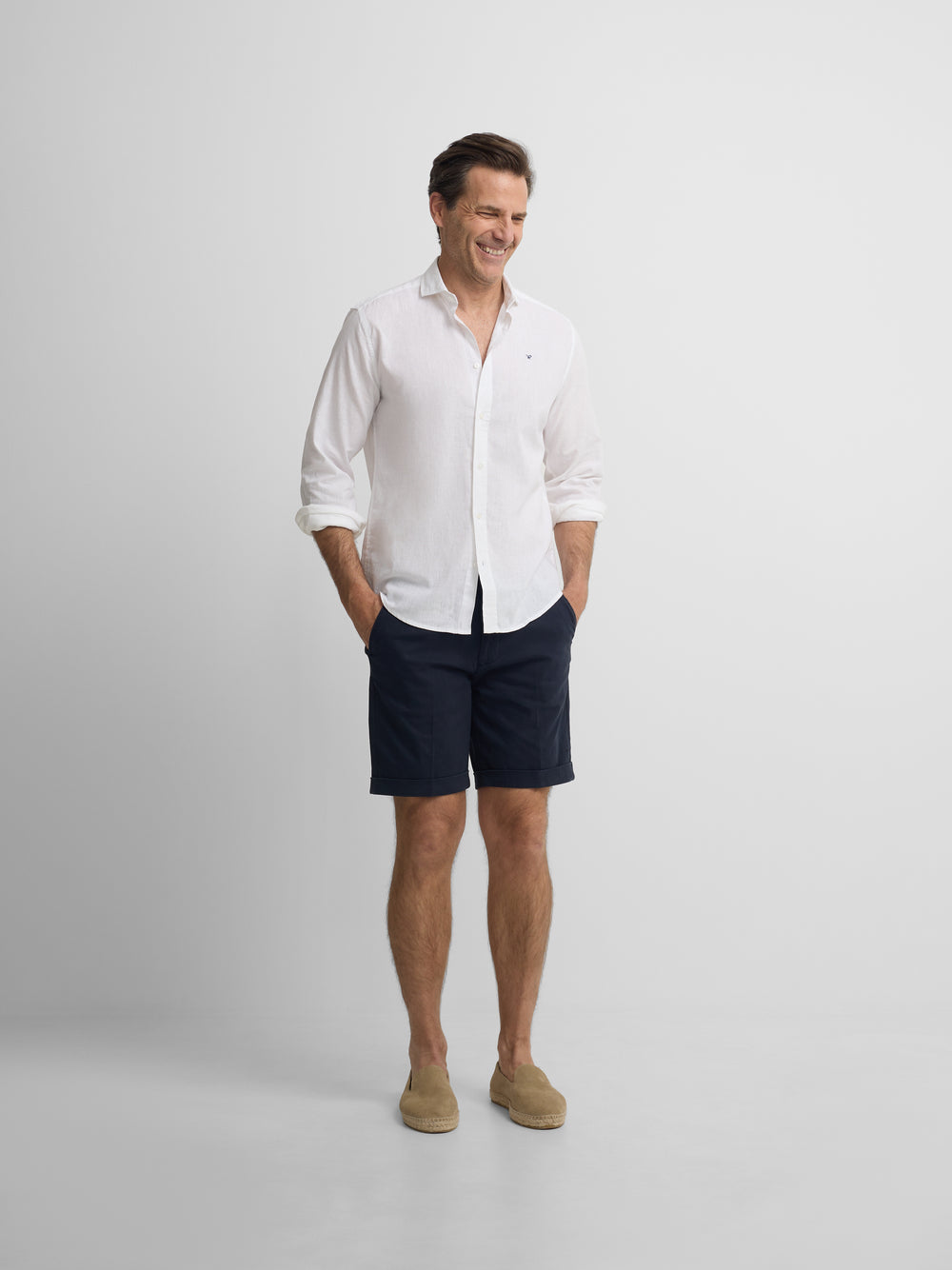 Camisa sport lino blanca