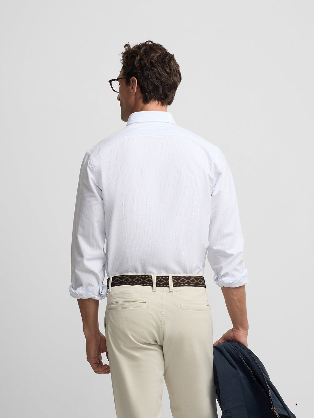 Chemise sport oxford à rayures bleu ciel et blanche