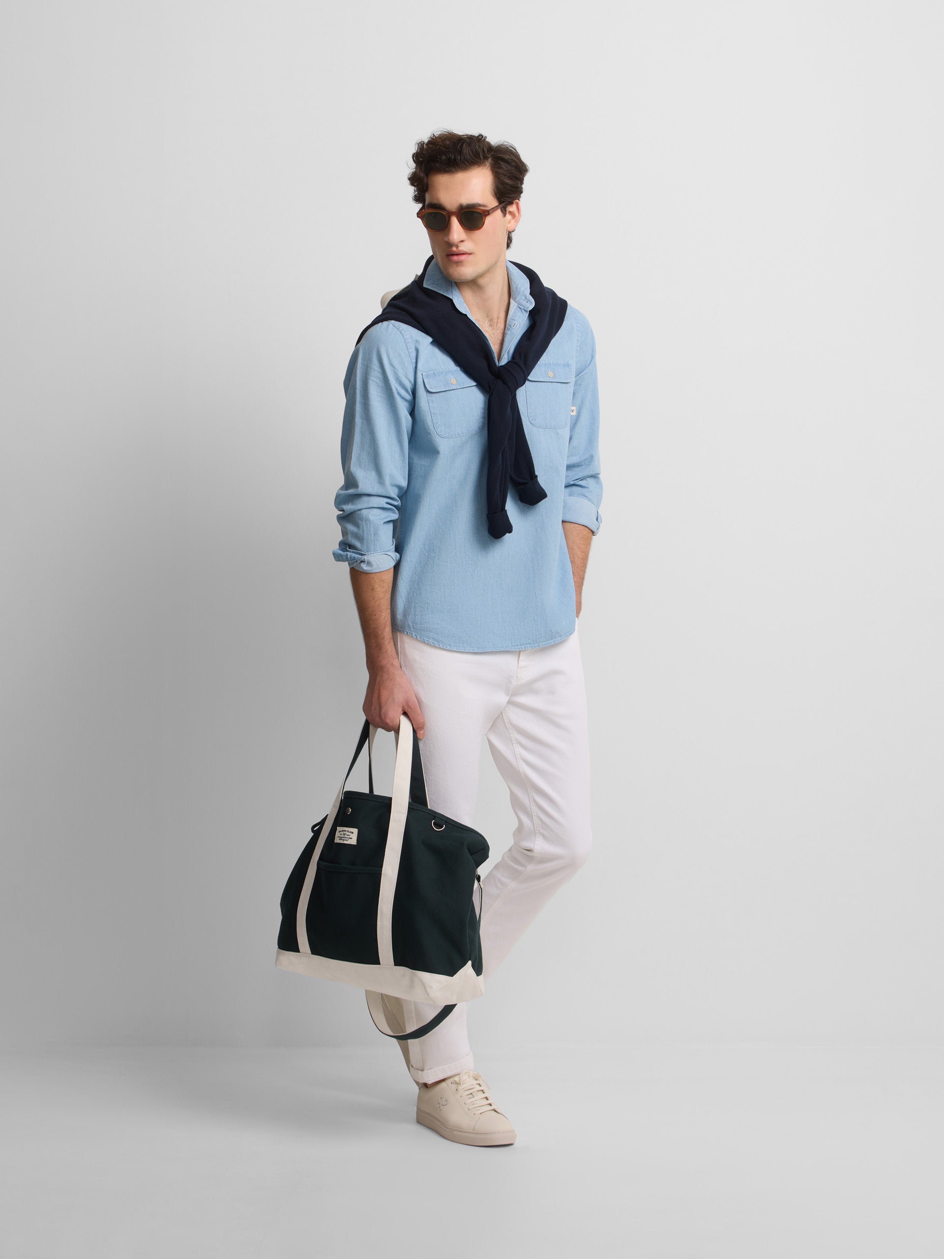 Polera bolsillos denim cruise azul claro