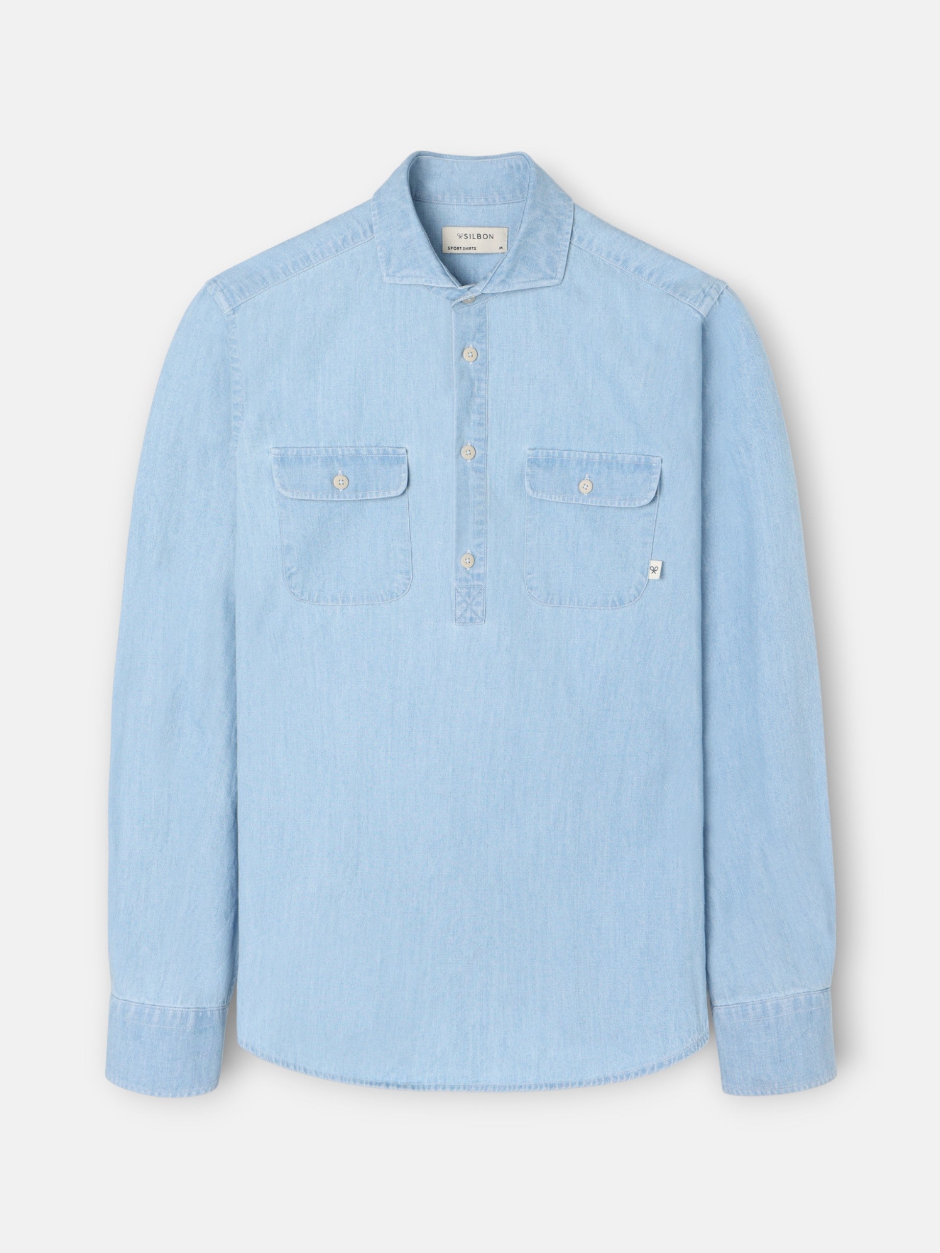 Polera bolsillos denim cruise azul claro