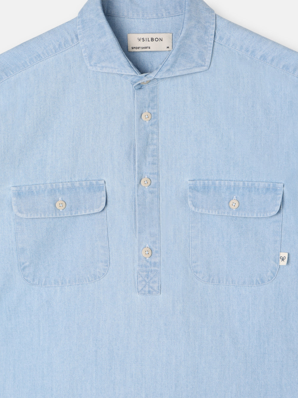Polo à poches en denim cruise bleu clair