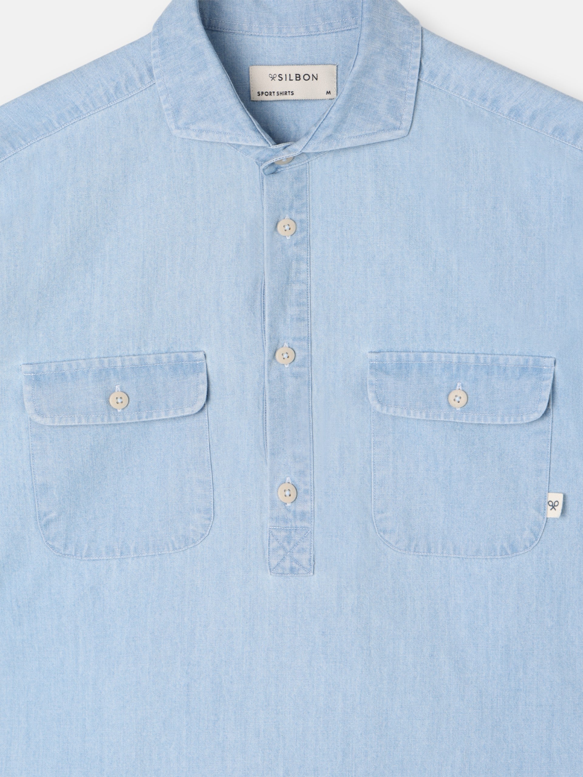 Polera bolsillos denim cruise azul claro