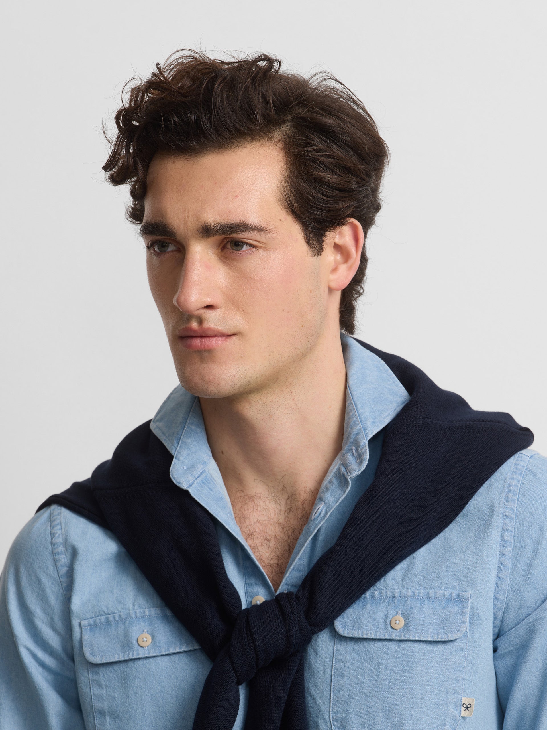 Polera bolsillos denim cruise azul claro