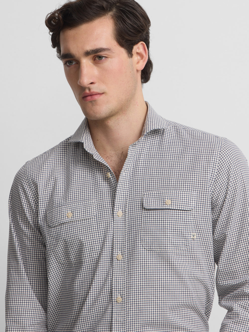 Camisa bolsillos cuadros cruise azul marino