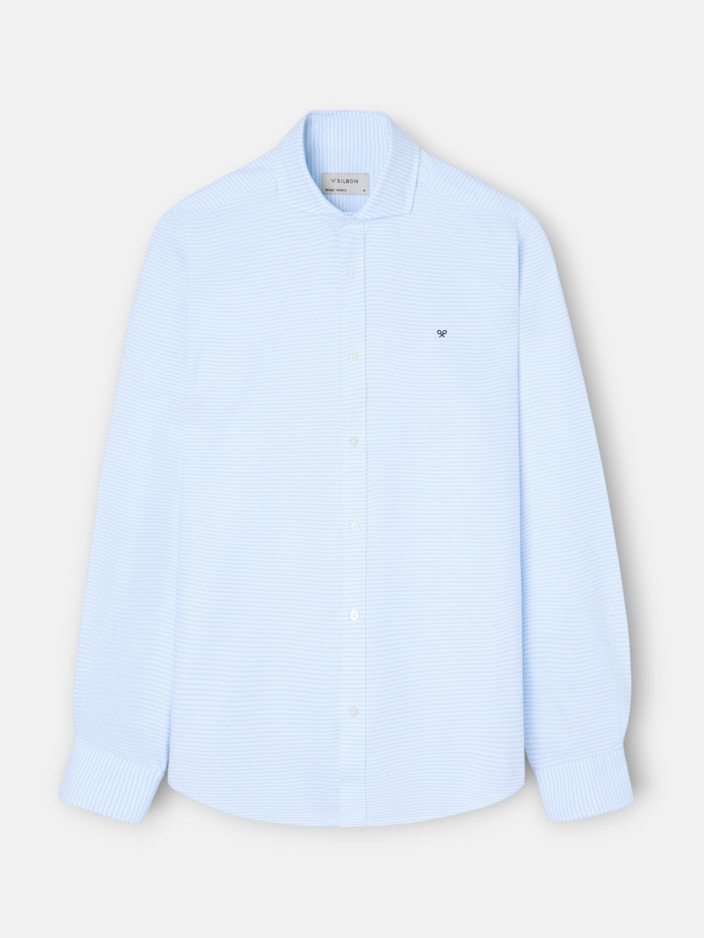 Camisa sport oxford rayas horizontales celeste