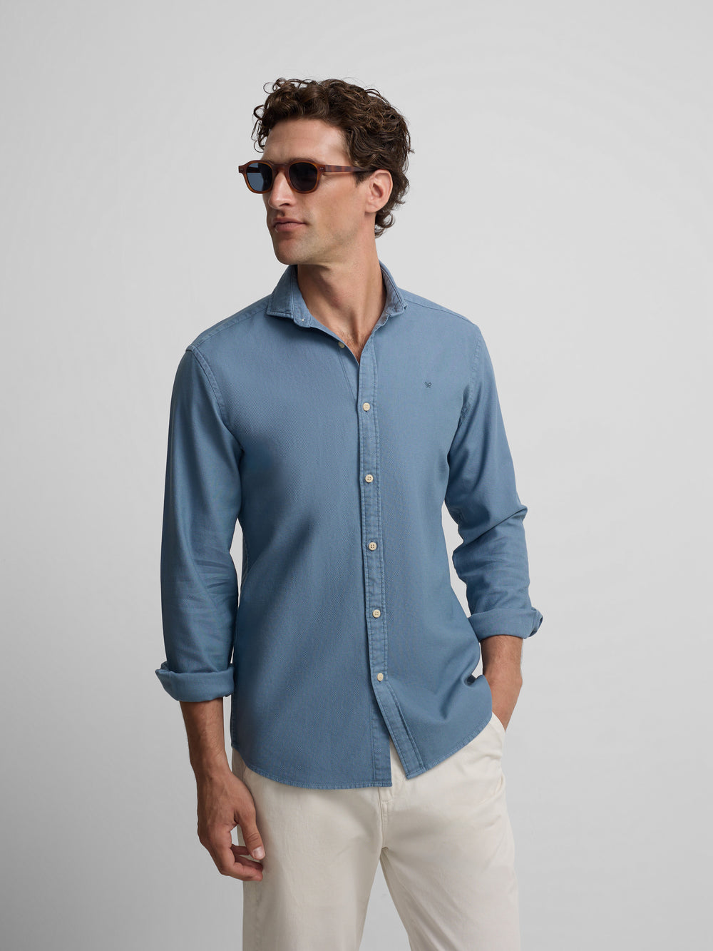 Camisa sport estrutura logótipo azul índigo