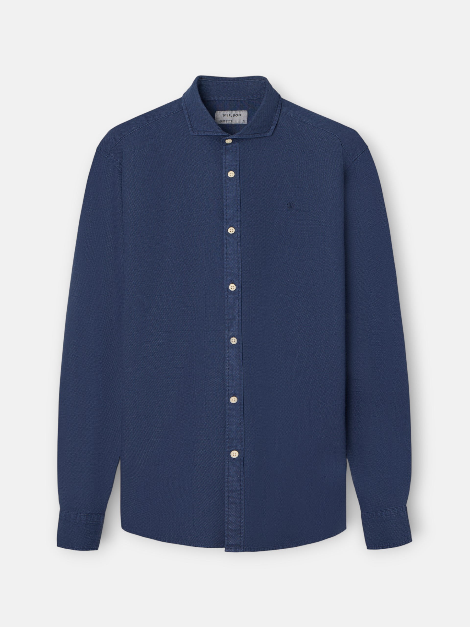 Navy blue structured sport shirt with logo