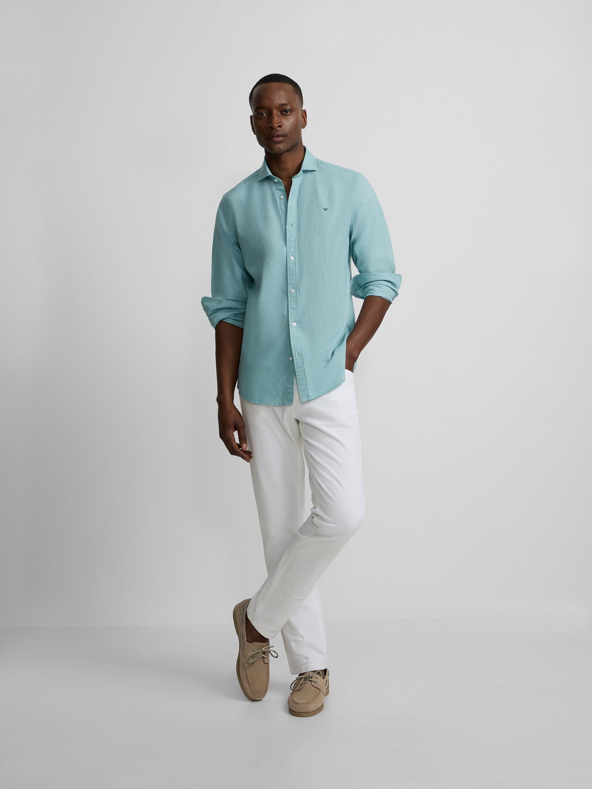 Camisa sport summer lino aguamarina