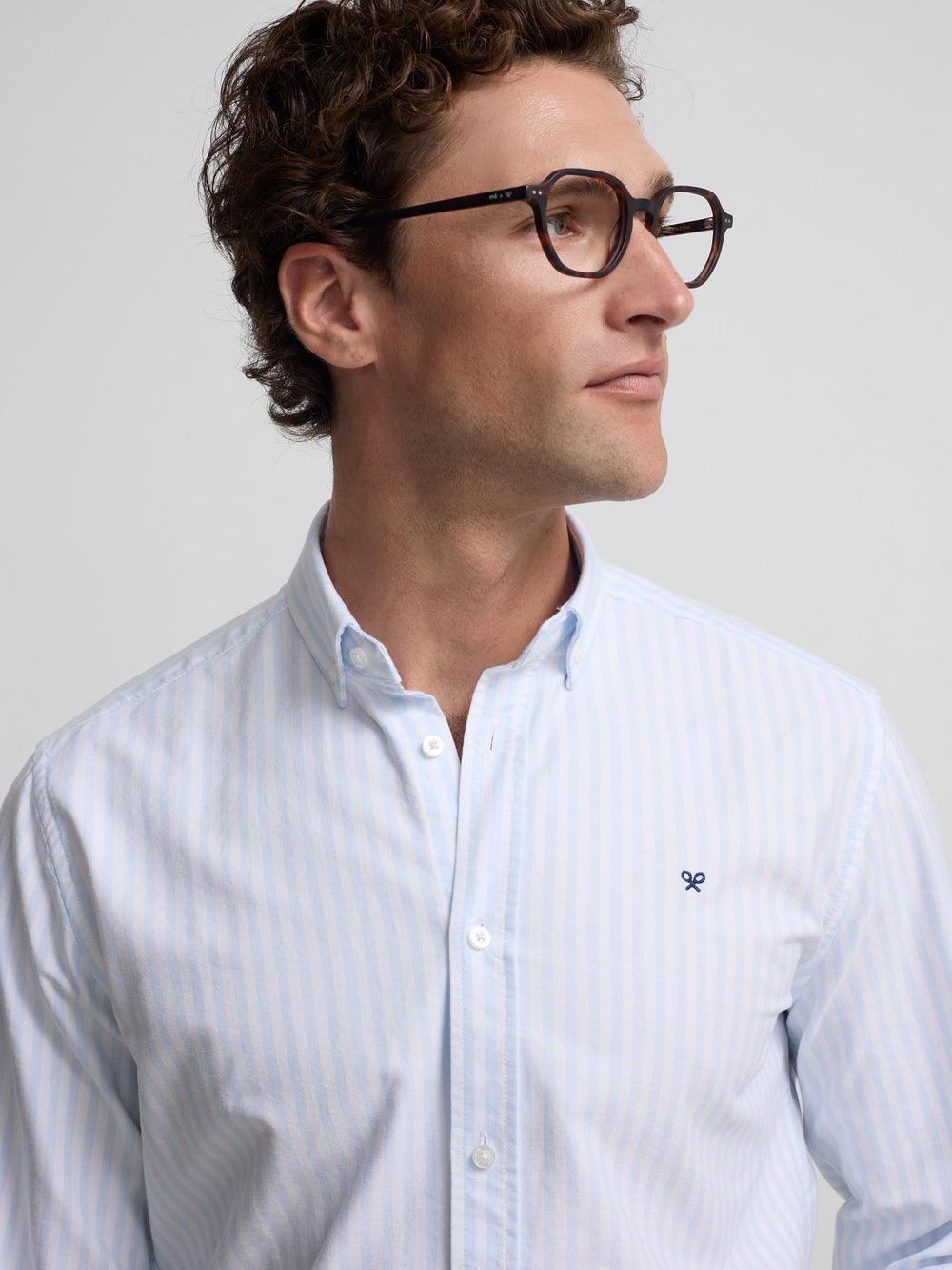 Chemise sport oxford à rayures bleu ciel