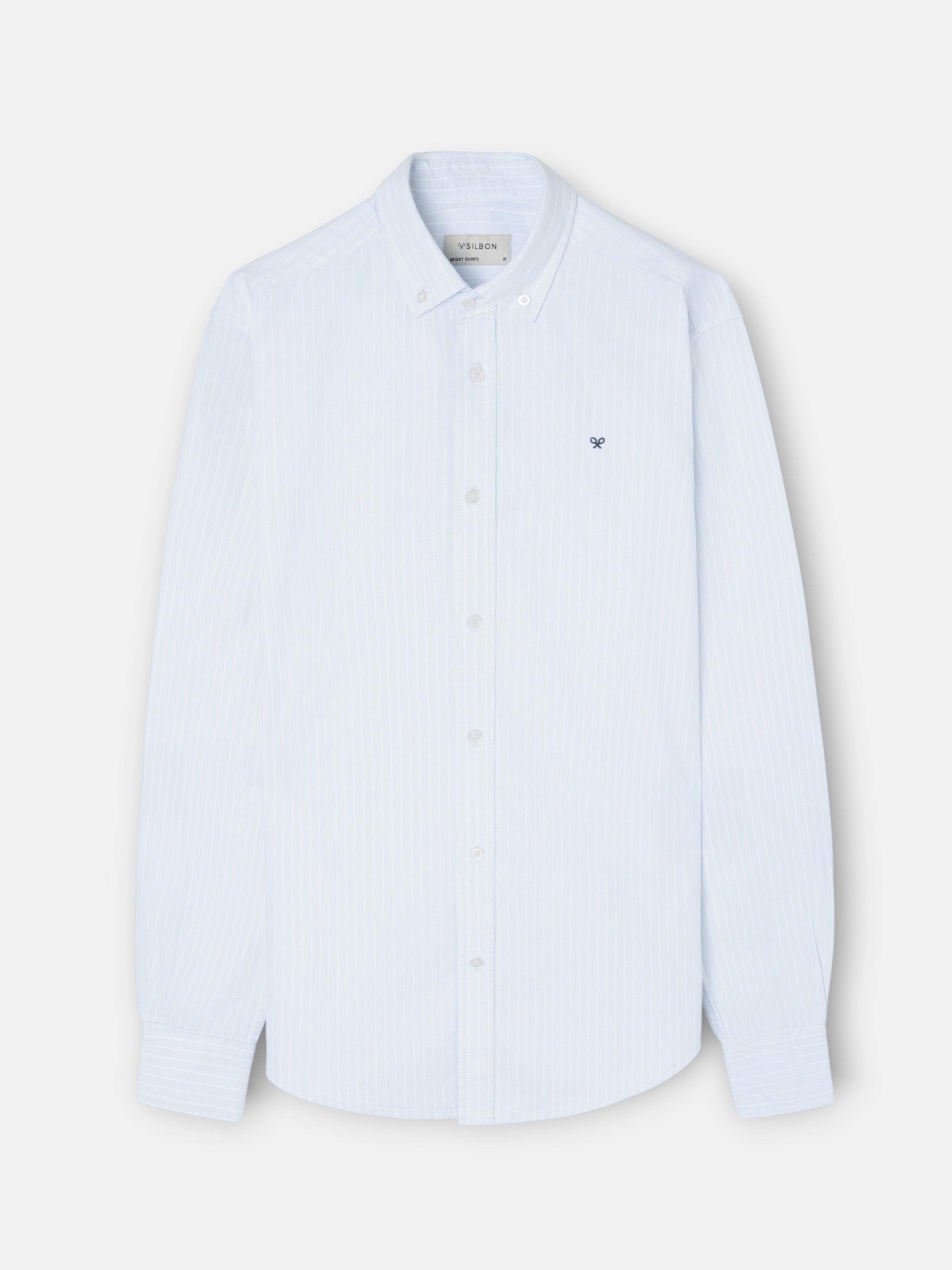 Camisa sport oxford rayas blancas celeste