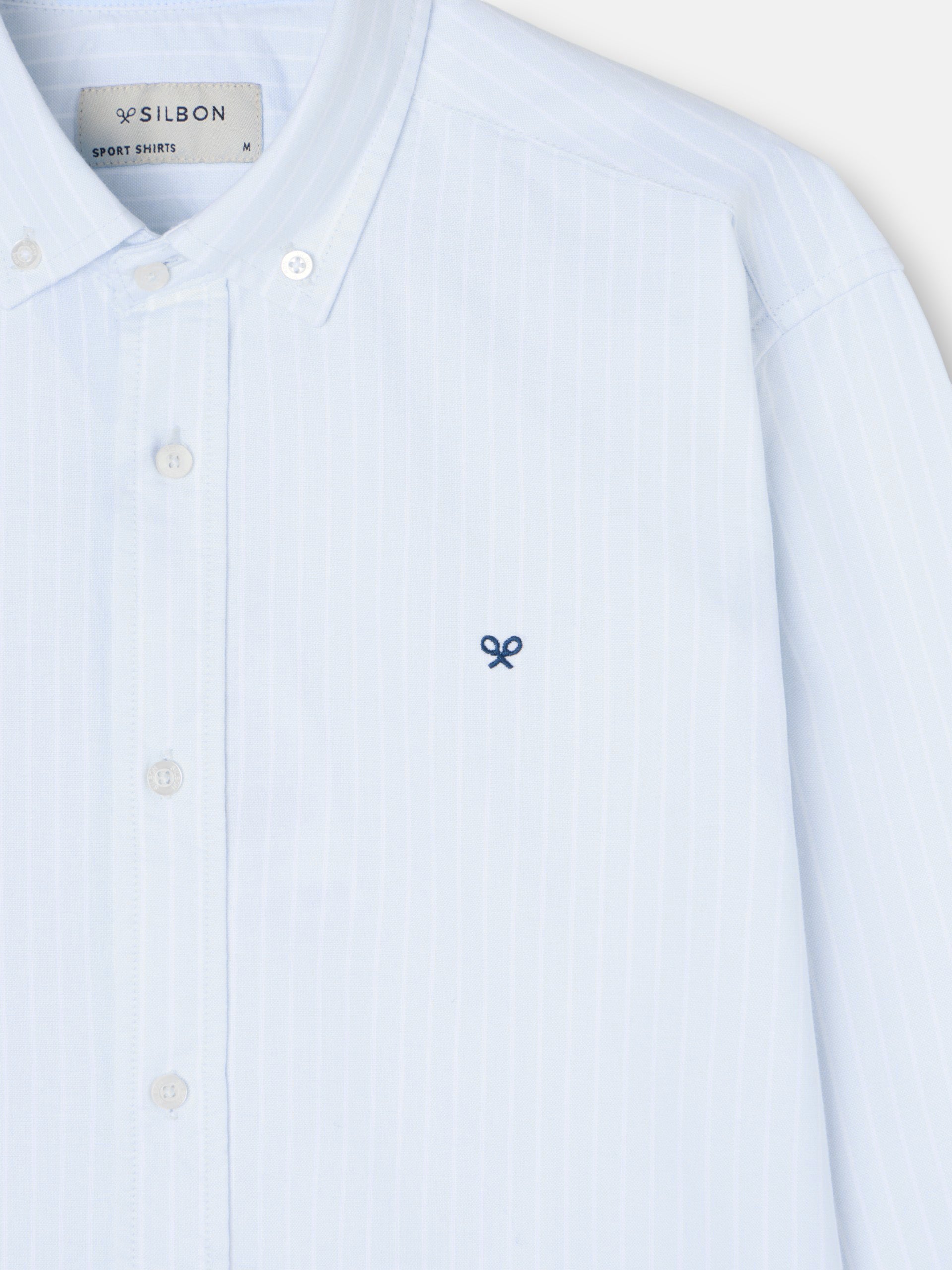 Camisa sport oxford rayas blancas celeste