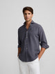 Blue worn pocket sport shirt