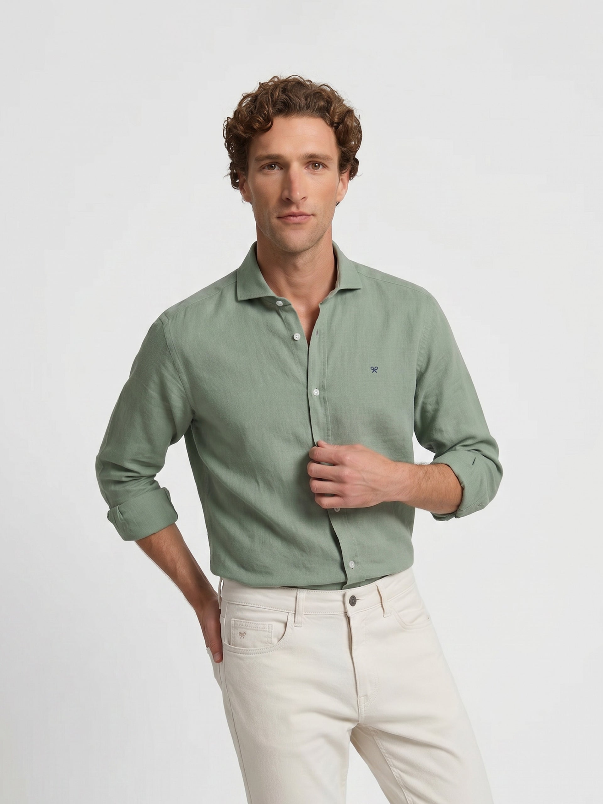 Camisa desportiva linho verde