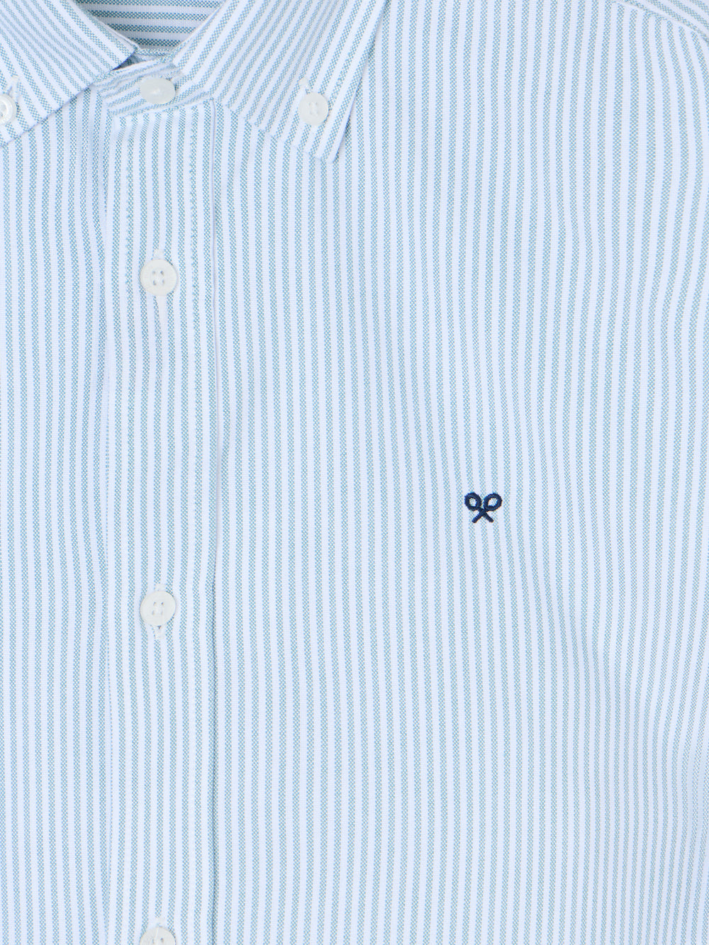 Camisa sport oxford rayas verde medio