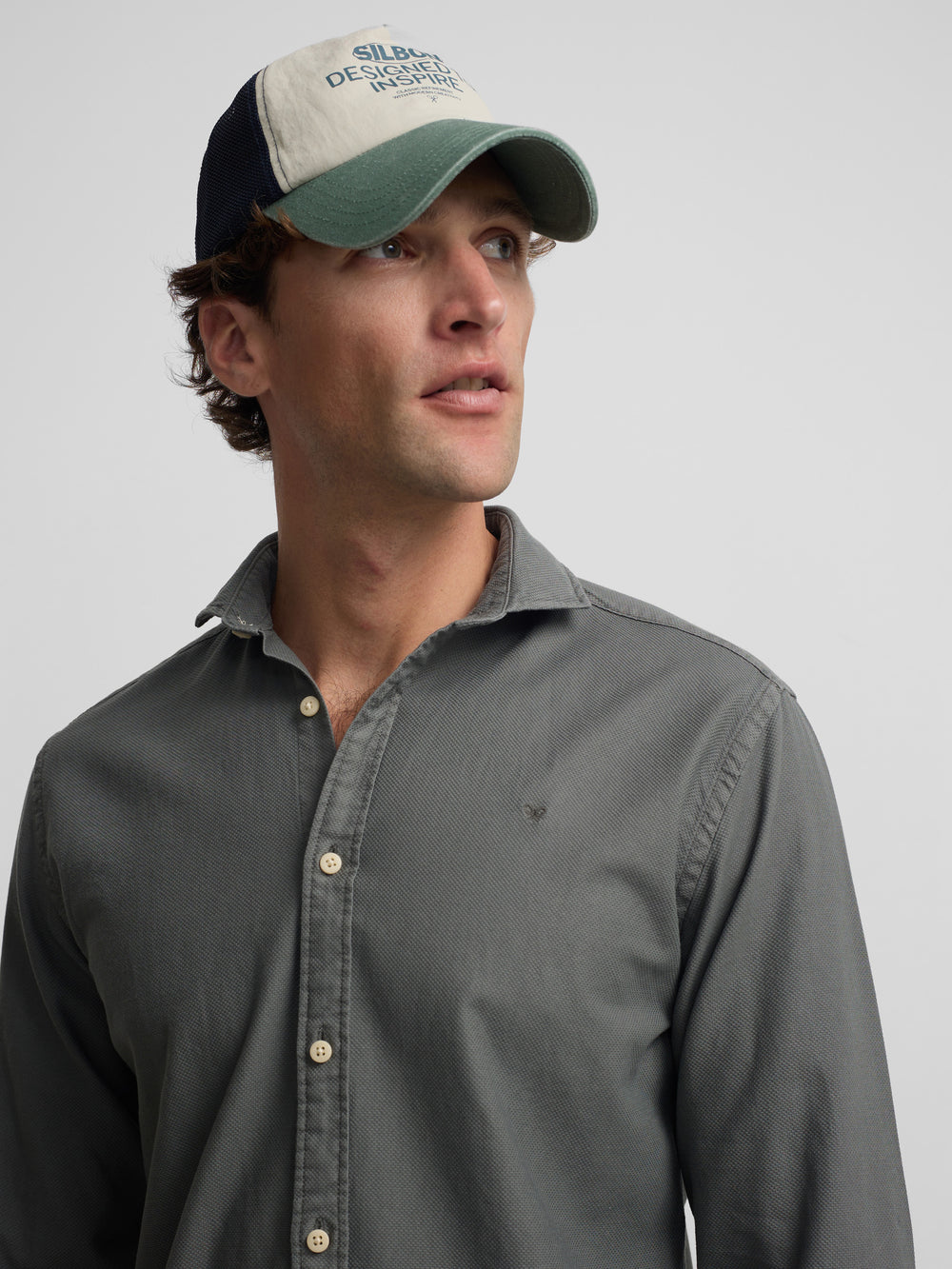 Camisa sport estrutura logótipo verde escuro