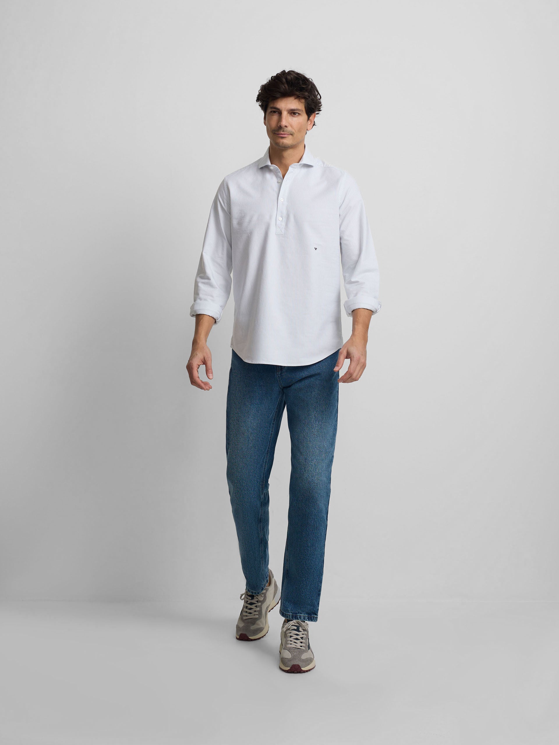 Polo sport oxford à rayures vert clair