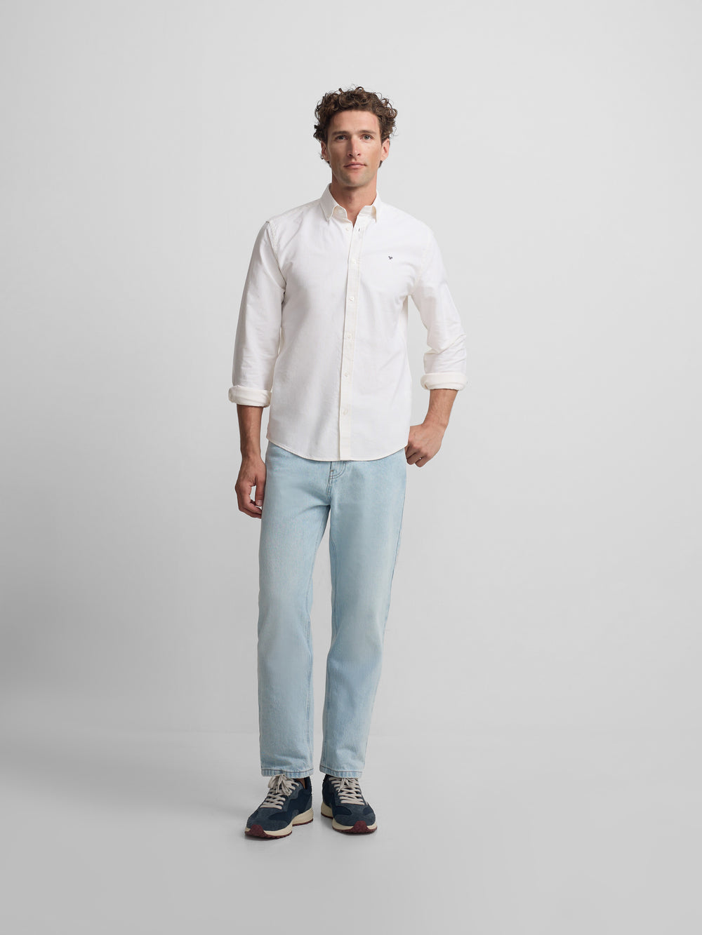Chemise sport oxford à rayures jaunes