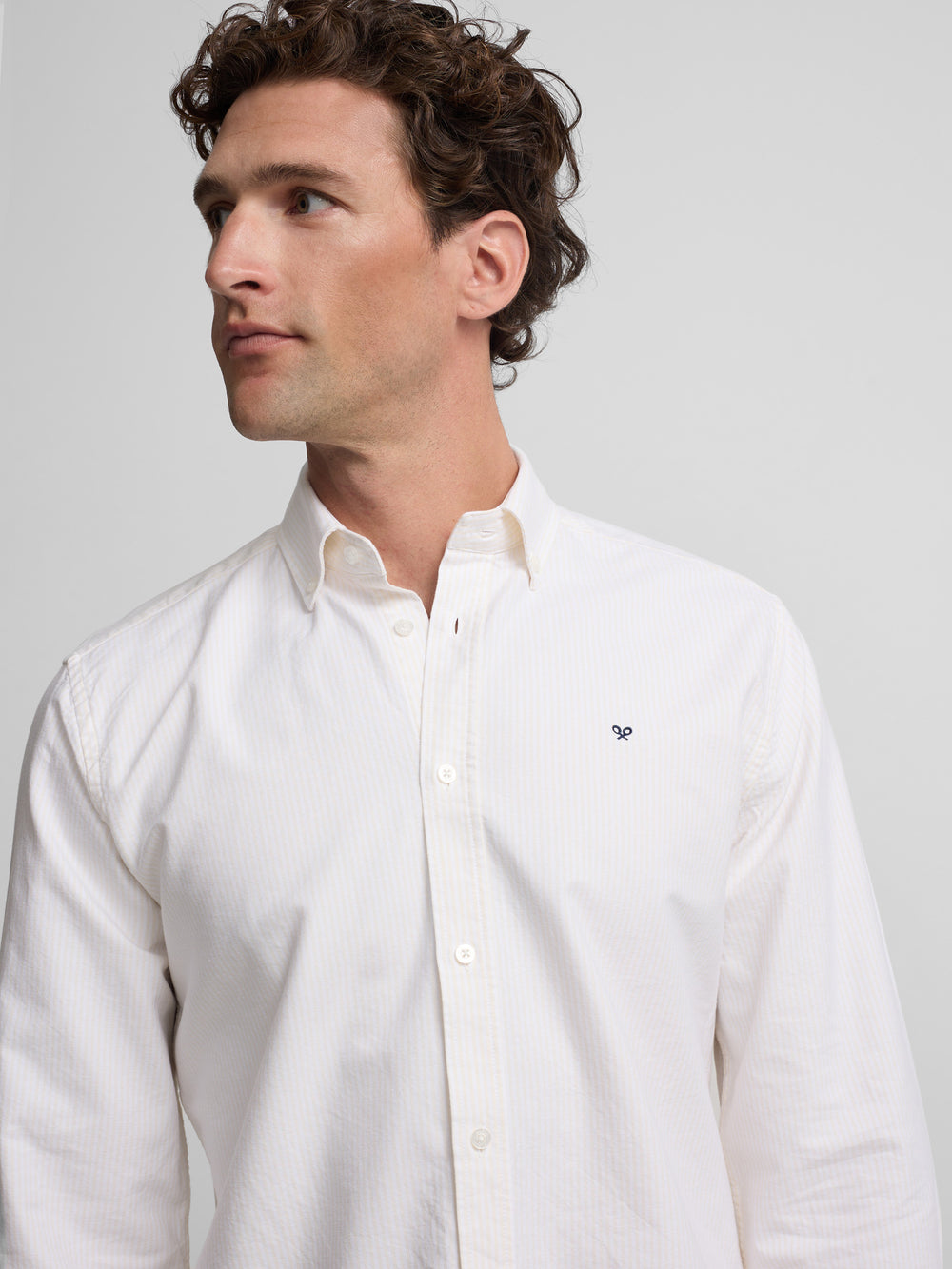 Chemise sport oxford à rayures jaunes