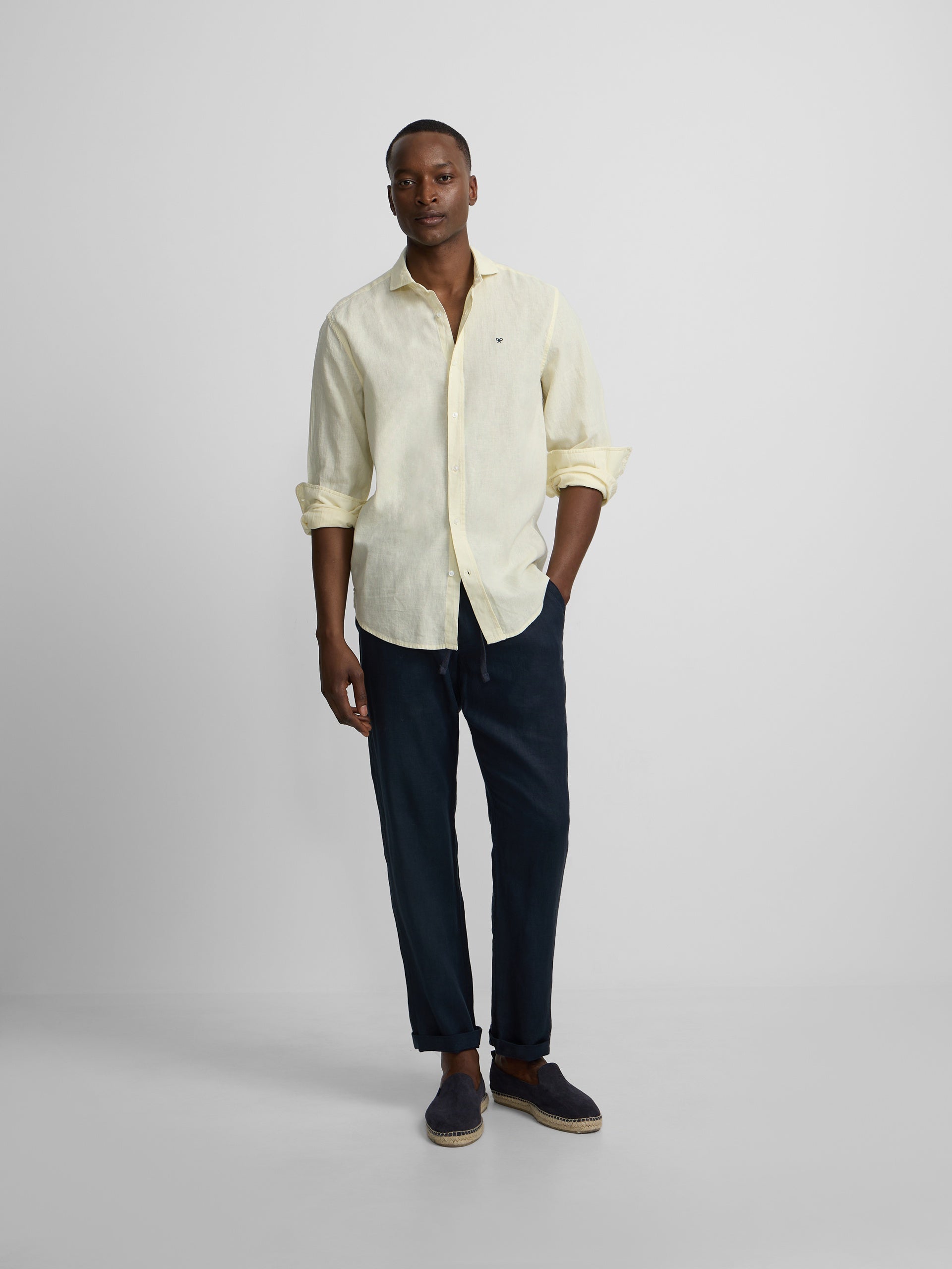 Chemise sport en lin jaune
