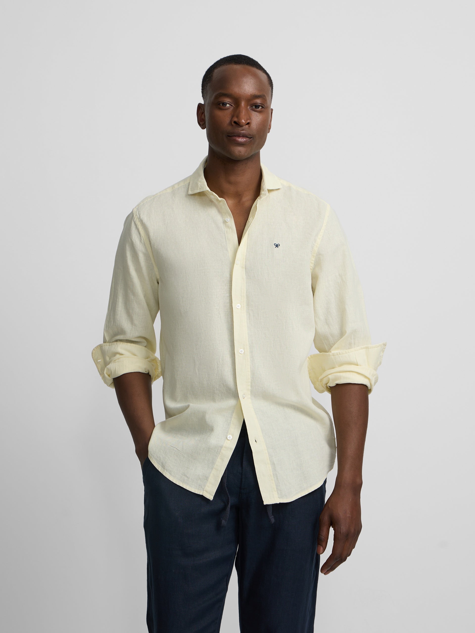 Chemise sport en lin jaune