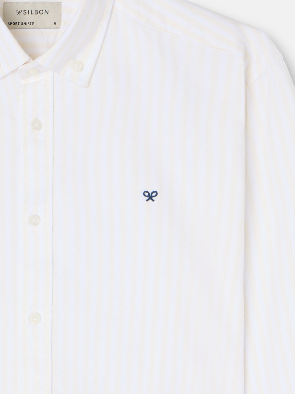 Chemise sport oxford à rayures moyennes jaunes