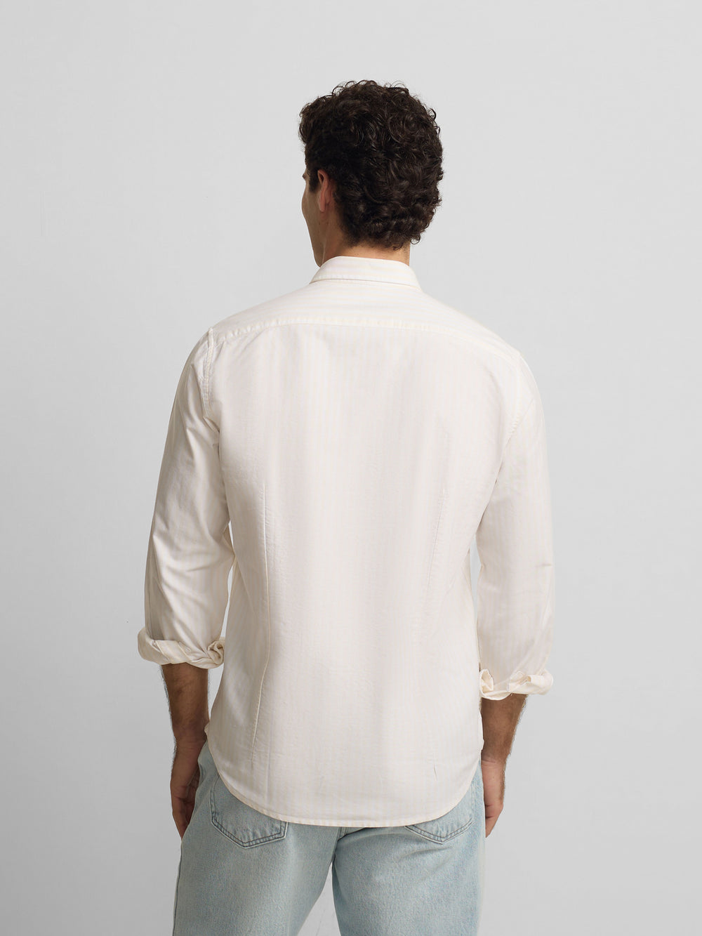 Chemise sport oxford à rayures moyennes jaunes