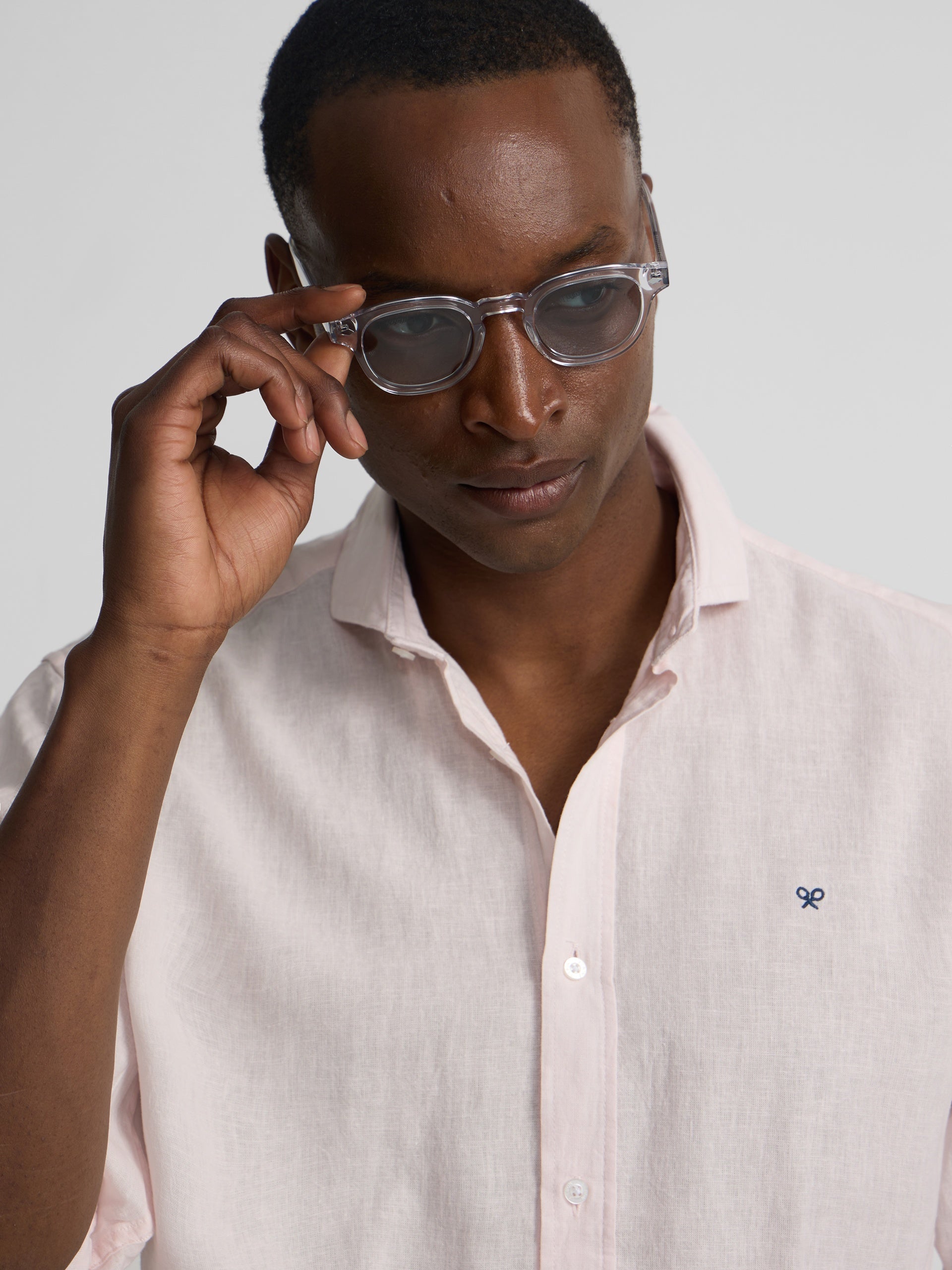 Camisa sport lino rosa