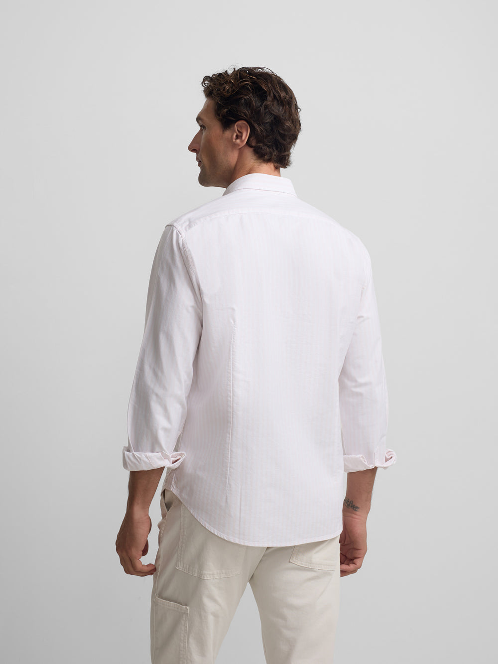 Chemise sport oxford à rayures roses