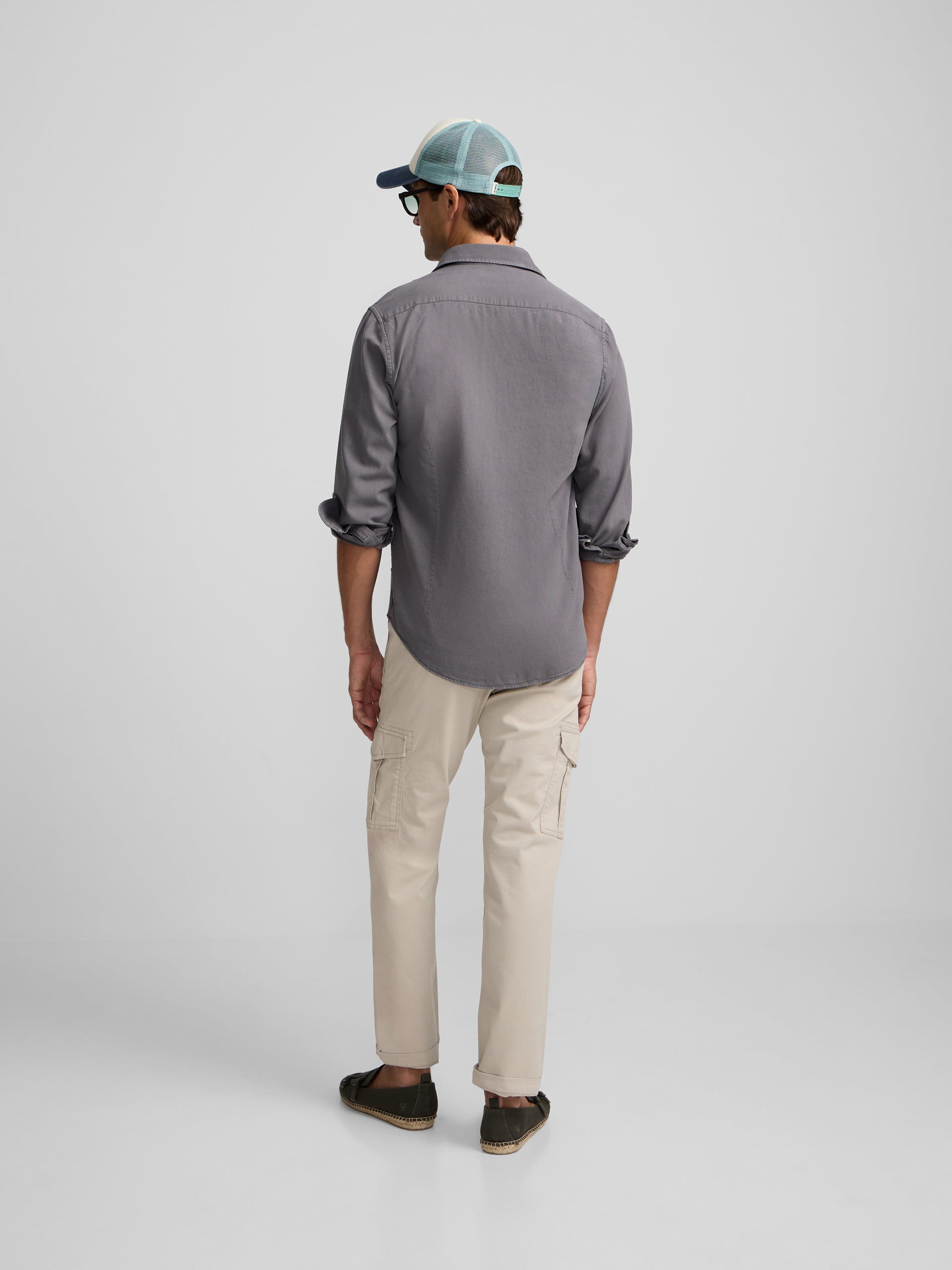 Grey worn pocket sport shirt