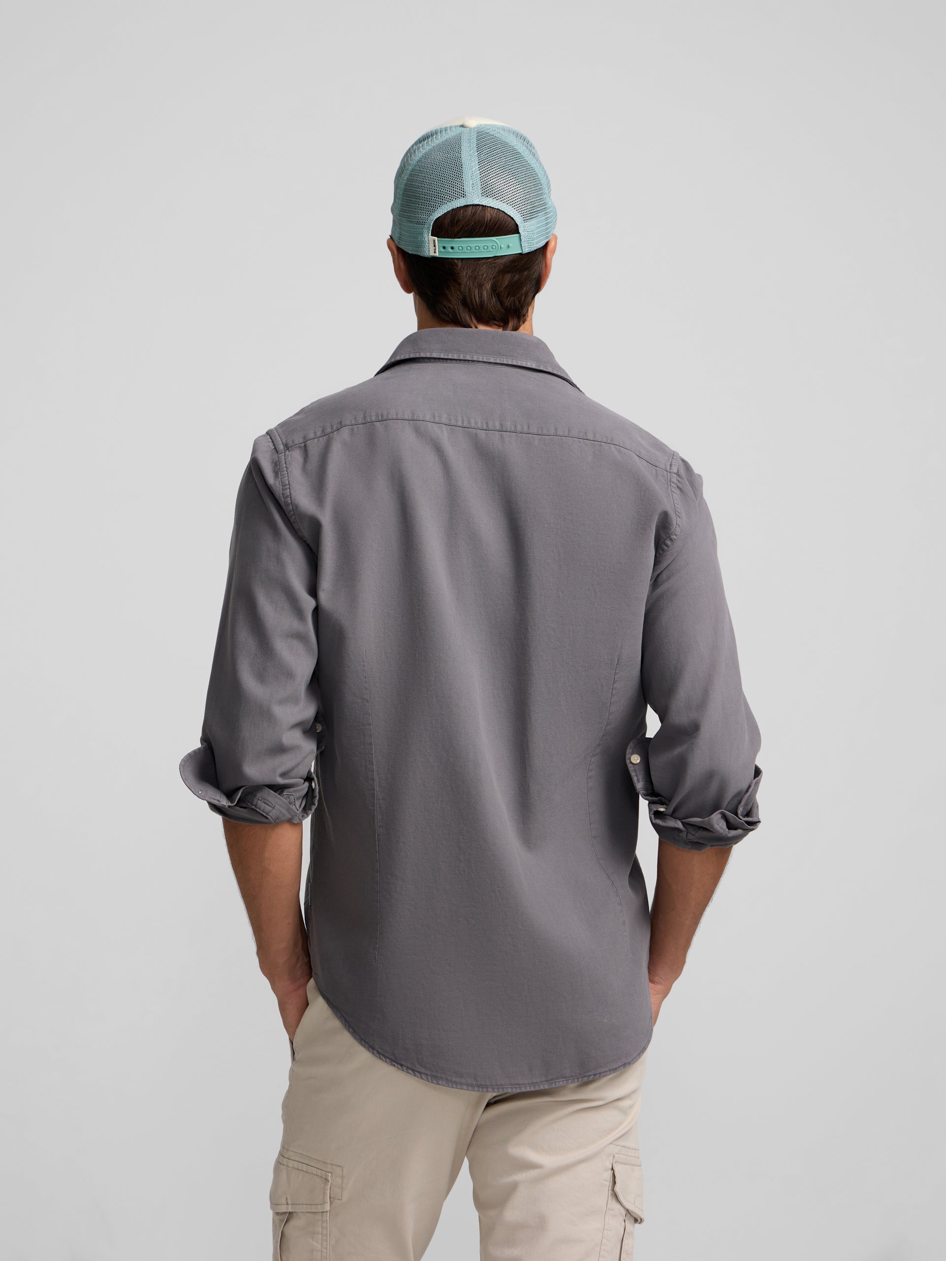 Grey worn pocket sport shirt