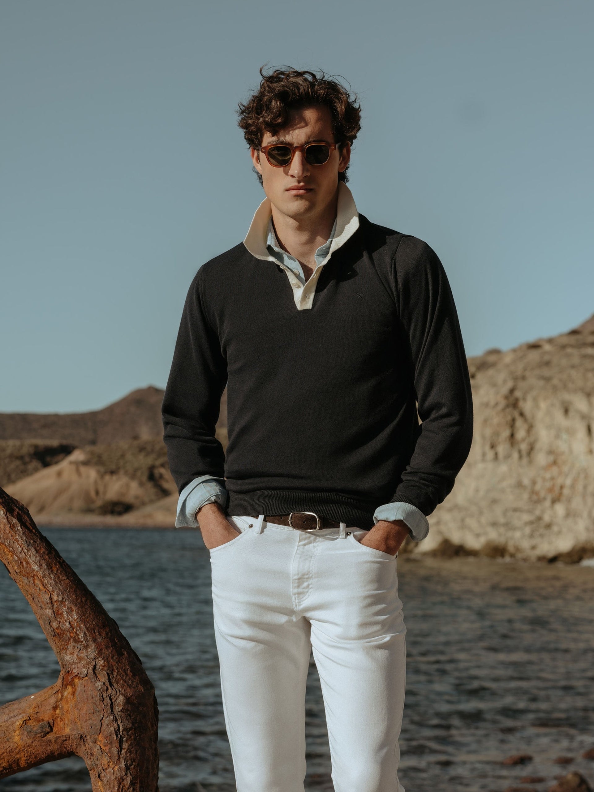 Jersey cuello polo cruise azul marino