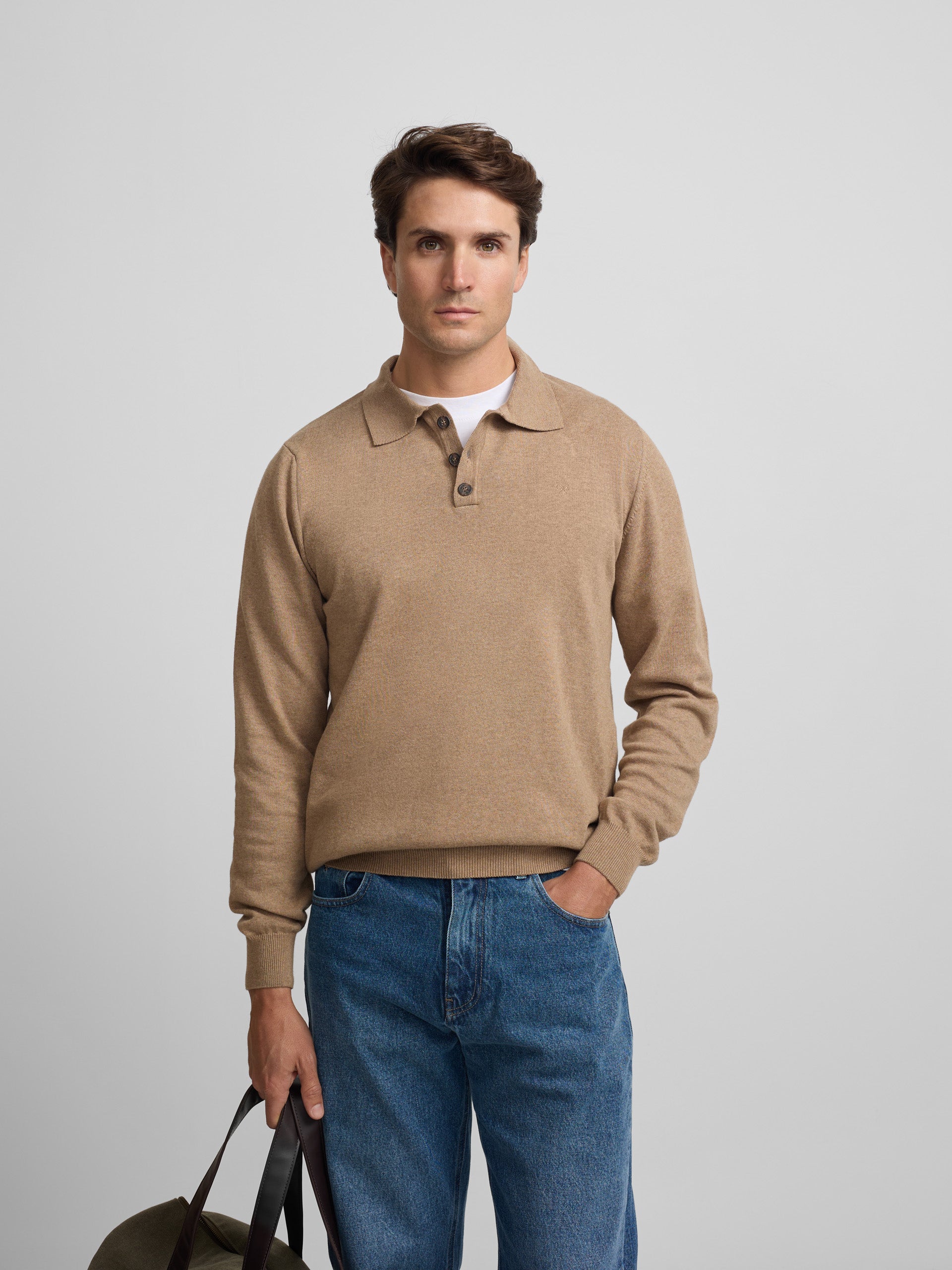 Light beige polo neck sweater