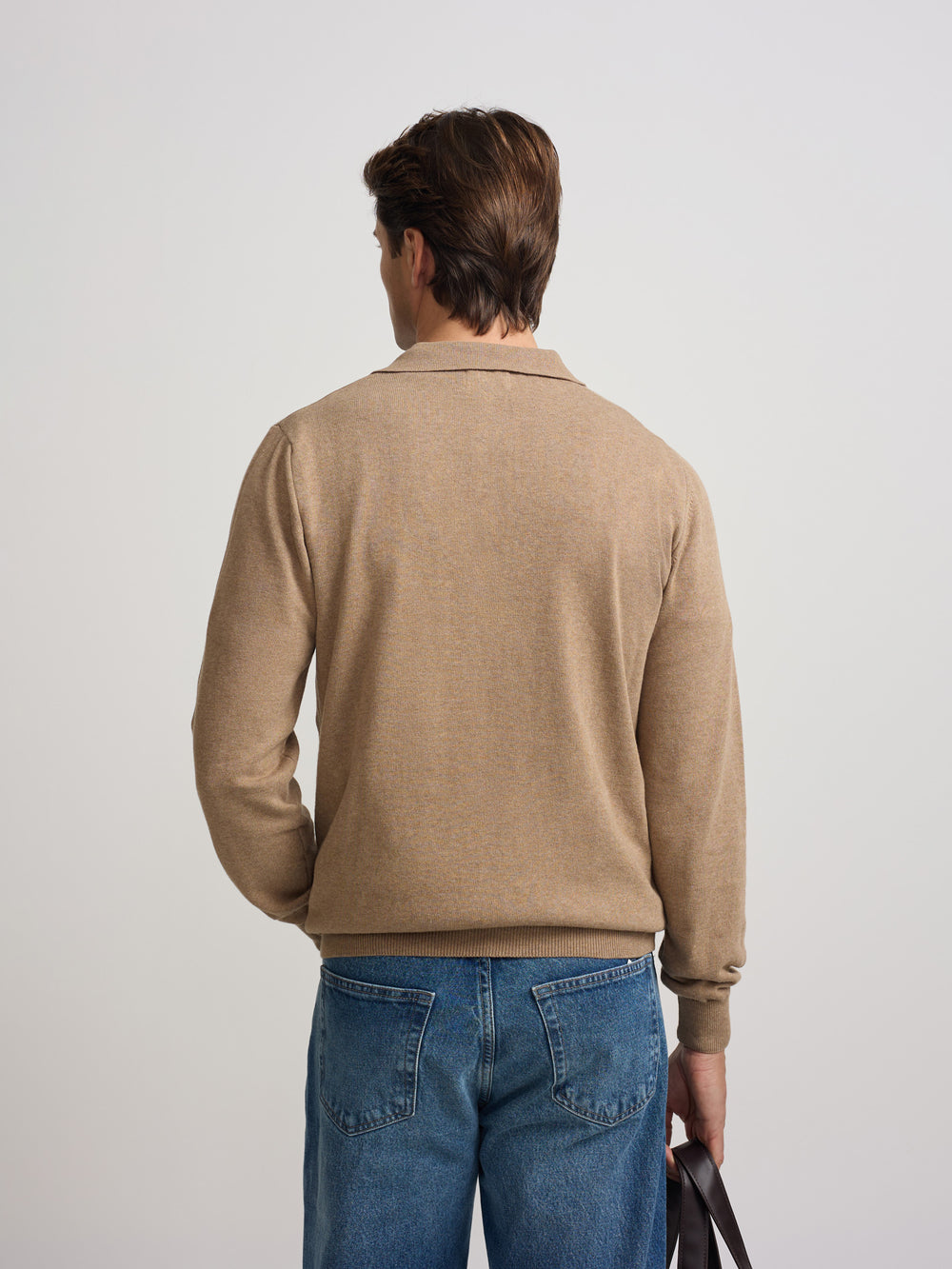 Jersey cuello polo beige claro